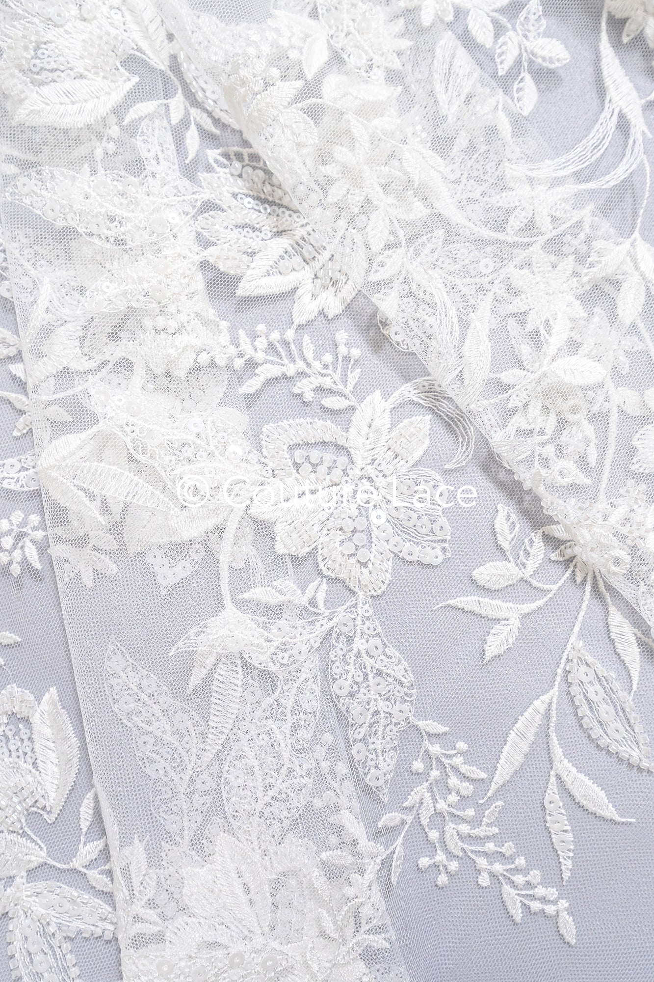 Braut Spitzenstoff mit Perlen / Off-White Braut Spitze/ bestickte Hochzeit Spitze/ Couture Spitze/ L24-676