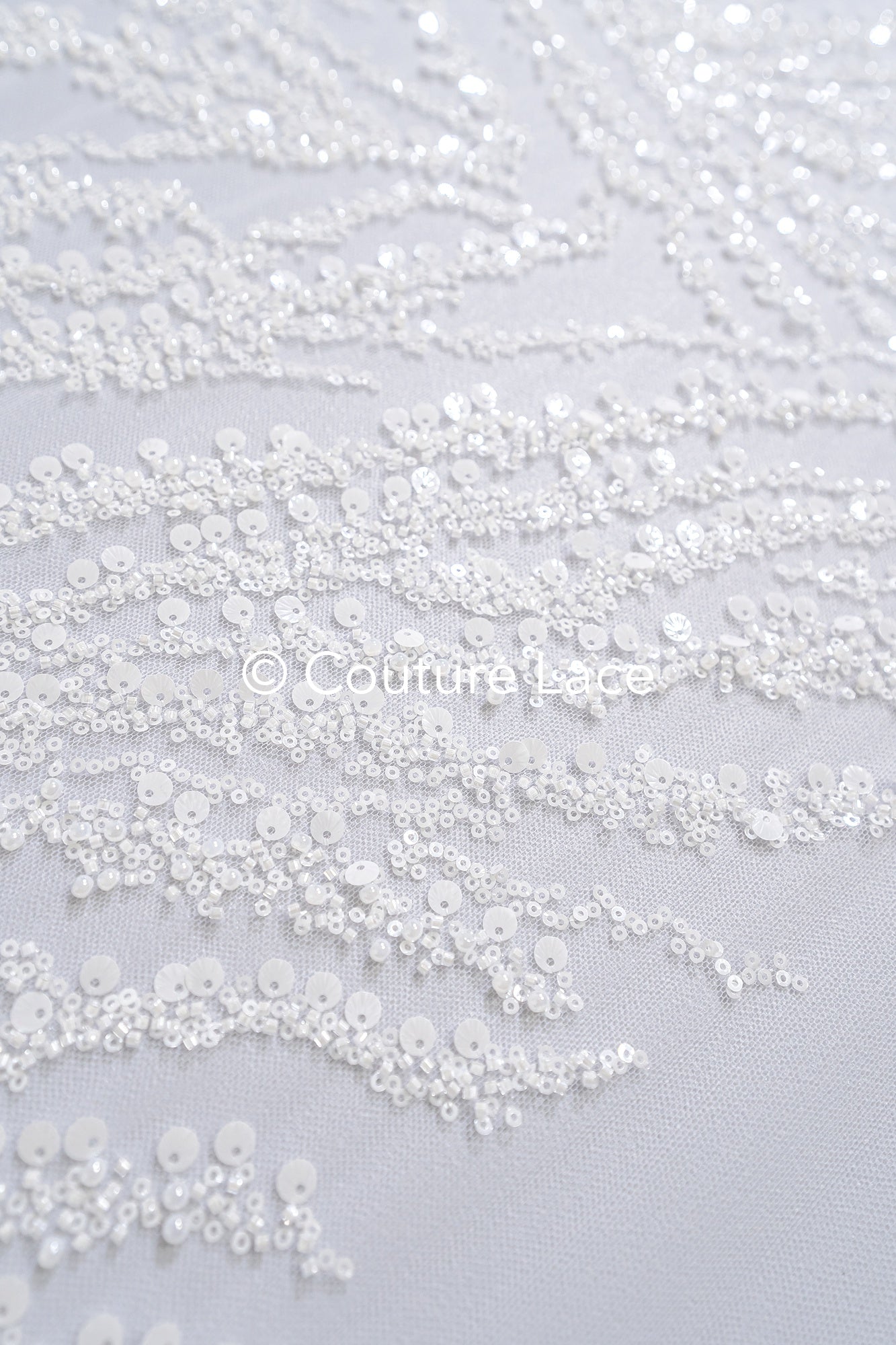 Beaded lace fabric/ Couture lace fabric/ Bridal lace fabric/ Beaded lace fabric// L24-677