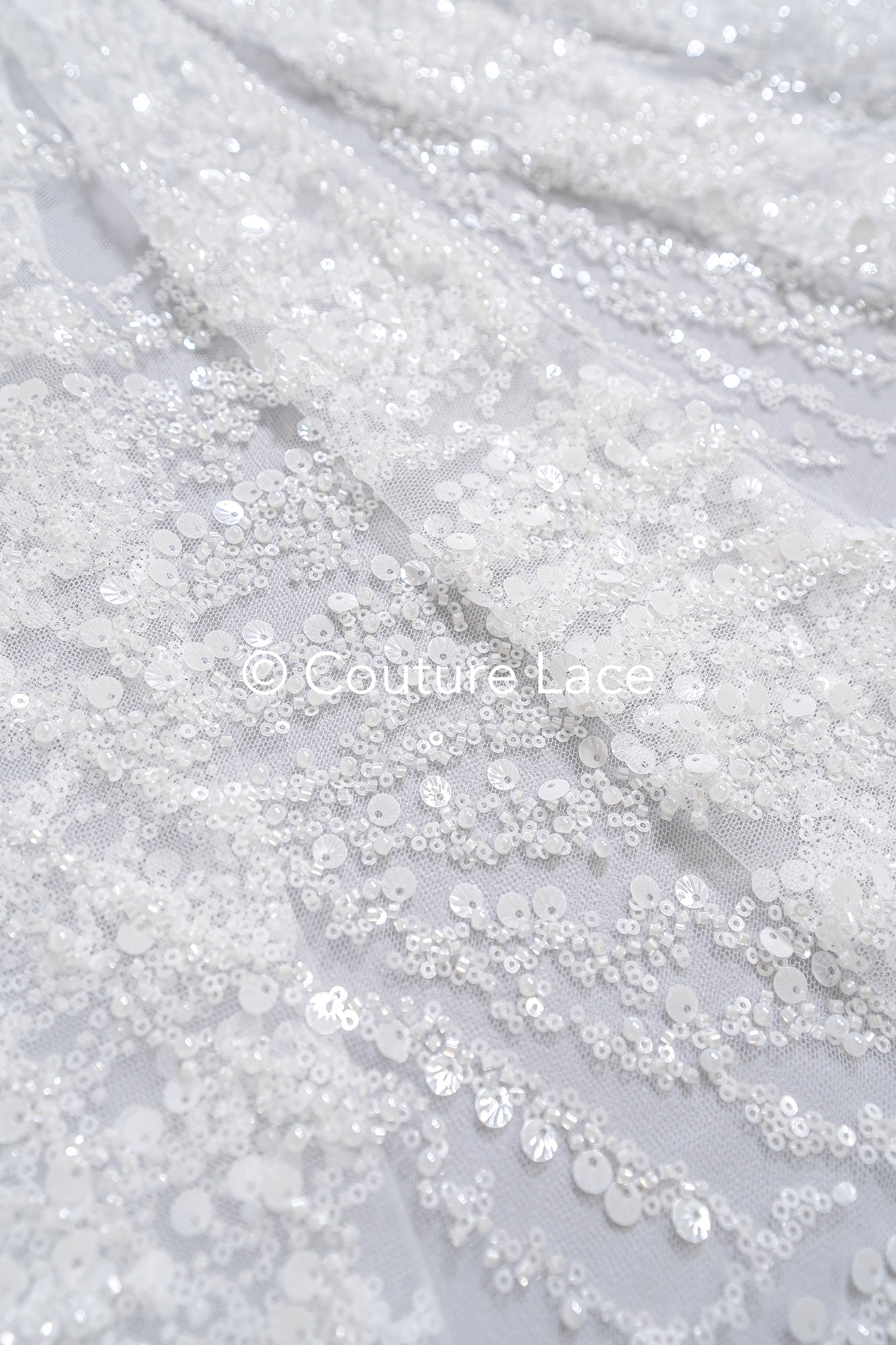 Beaded lace fabric/ Couture lace fabric/ Bridal lace fabric/ Beaded lace fabric// L24-677