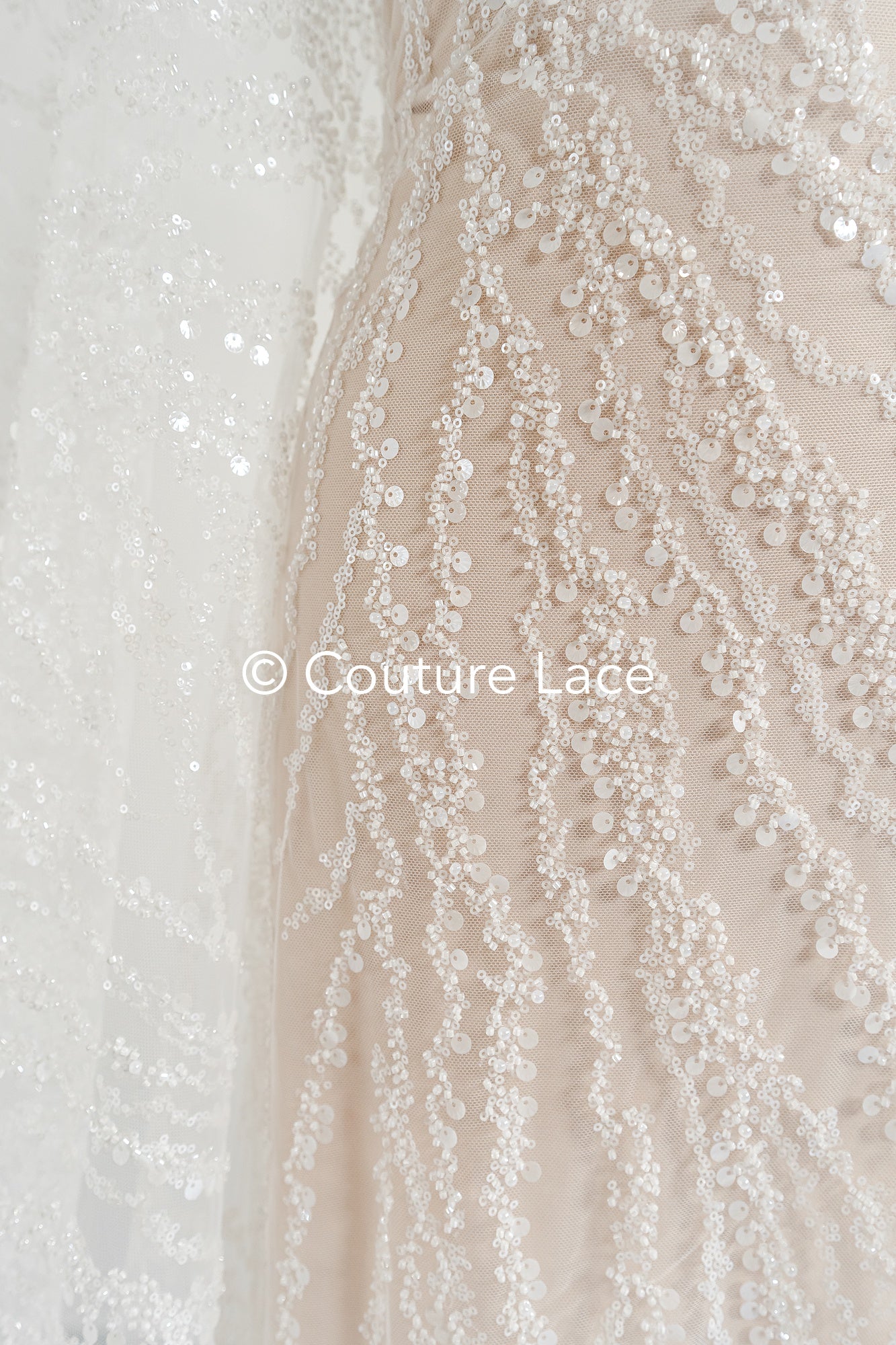Beaded lace fabric/ Couture lace fabric/ Bridal lace fabric/ Beaded lace fabric// L24-677