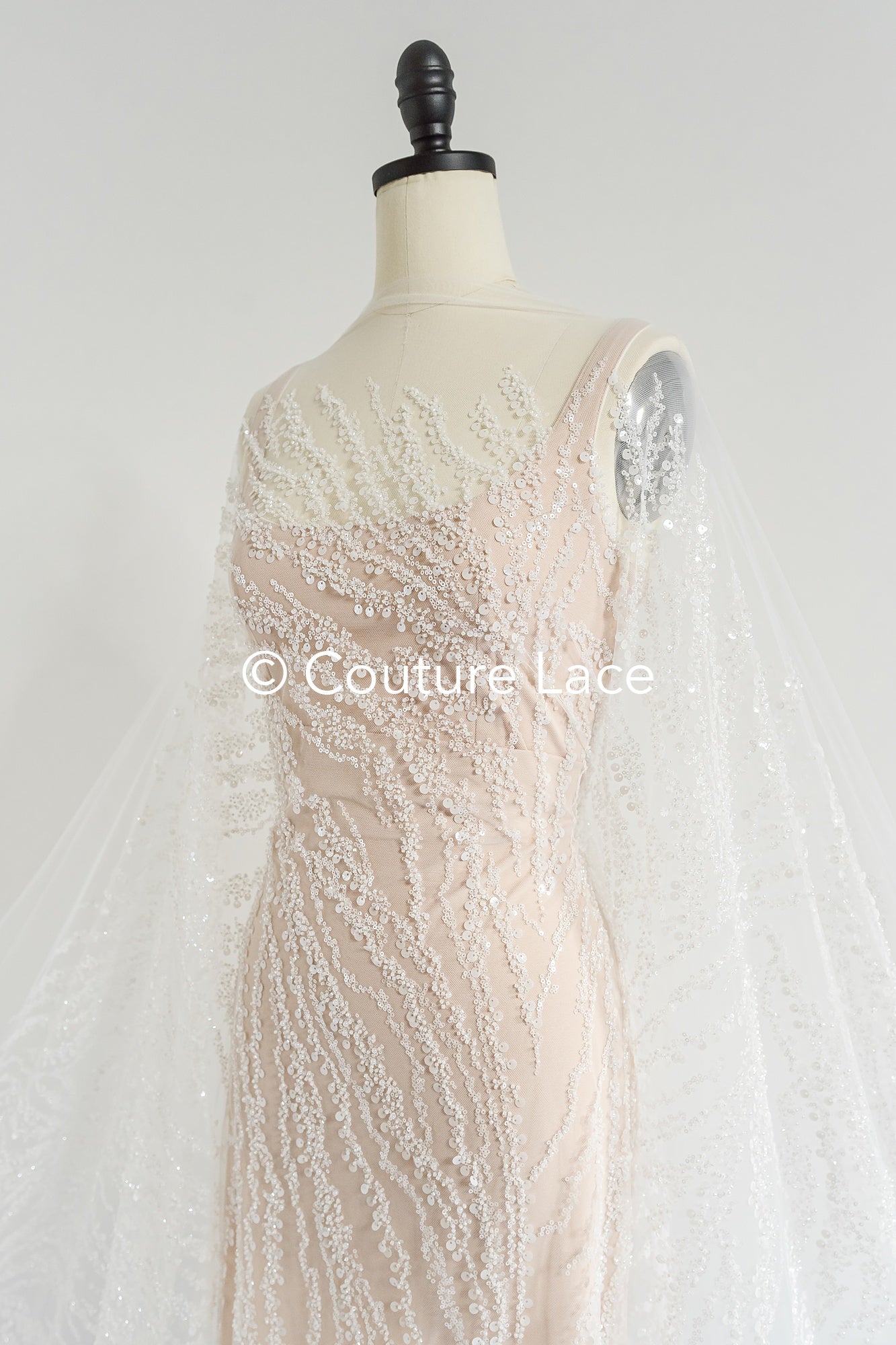 Beaded lace fabric/ Couture lace fabric/ Bridal lace fabric/ Beaded lace fabric// L24-677