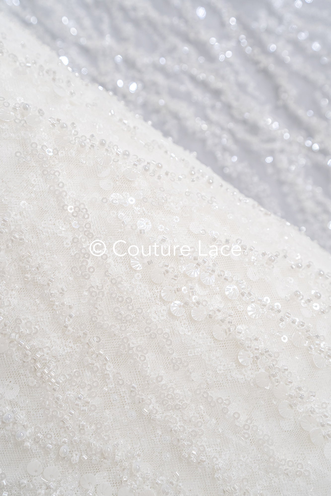 Beaded lace fabric/ Couture lace fabric/ Bridal lace fabric/ Beaded lace fabric// L24-677