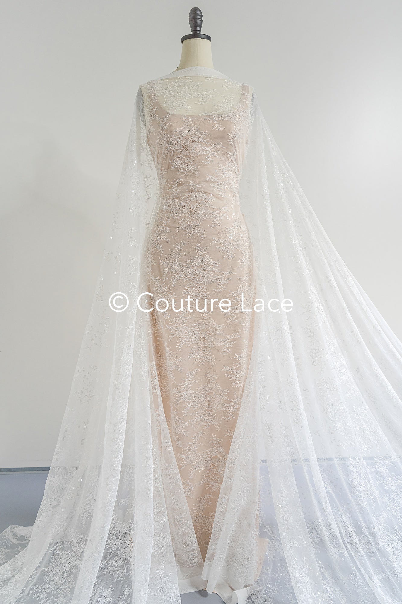 Floral bridal lace/ bridal lace fabric/ off-white bridal lace/ embroidered wedding lace/ couture lace/ L24-678