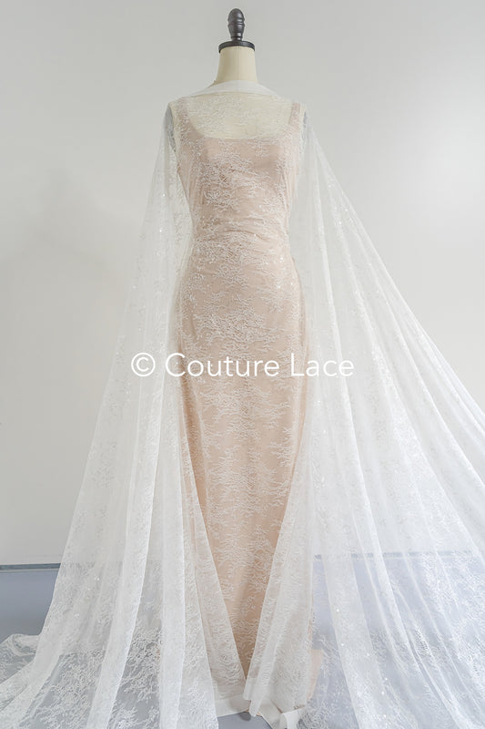 Dentelle nuptiale florale/ Tissu de dentelle nuptiale/ Dentelle nuptiale blanc cassé/ Dentelle de mariage brodée/ Dentelle Couture/ L24-678