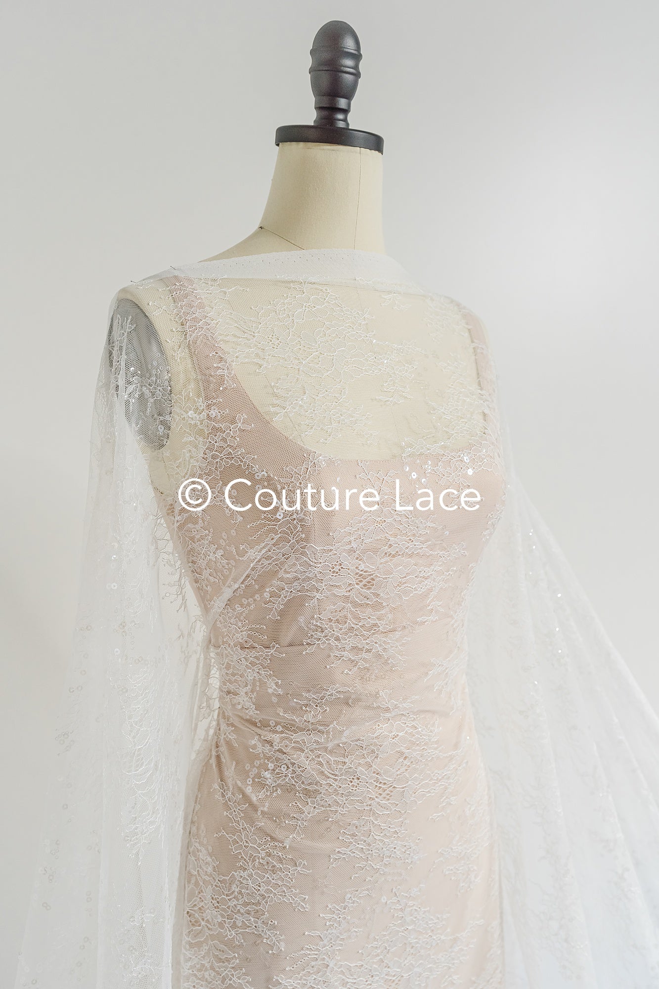 Floral bridal lace/ bridal lace fabric/ off-white bridal lace/ embroidered wedding lace/ couture lace/ L24-678