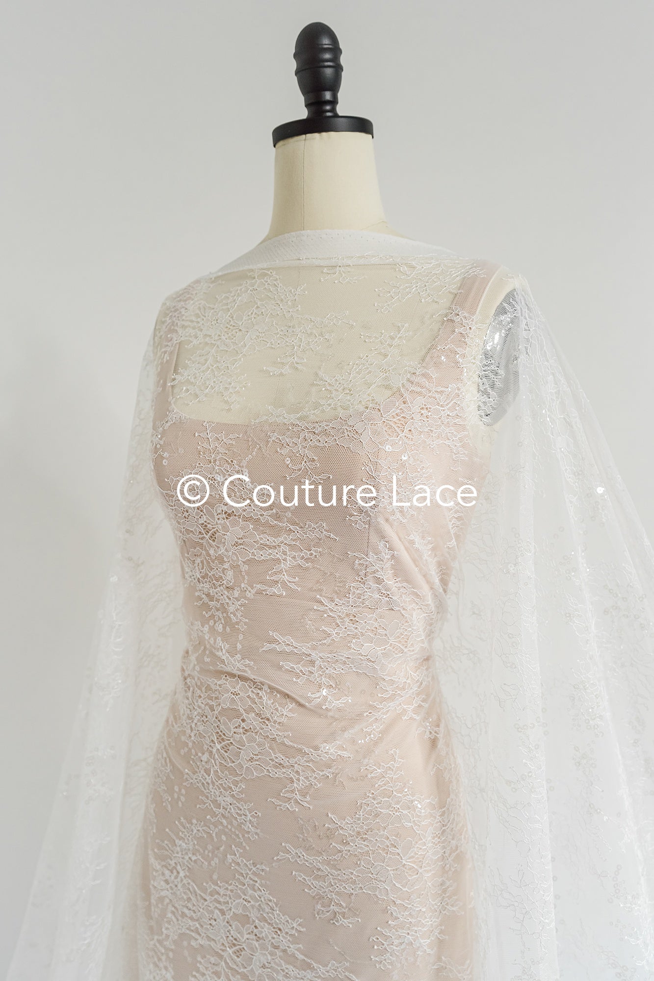 Floral bridal lace/ bridal lace fabric/ off-white bridal lace/ embroidered wedding lace/ couture lace/ L24-678
