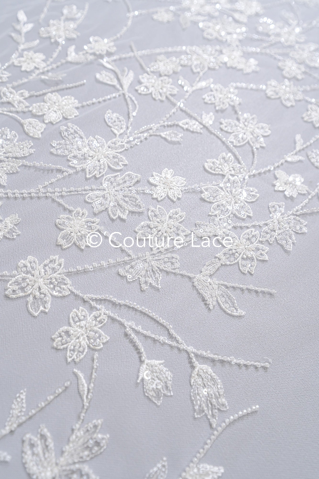 pearl lace fabric/ couture lace fabric/ floral bridal lace fabric/ pearl lace fabric// L24-679