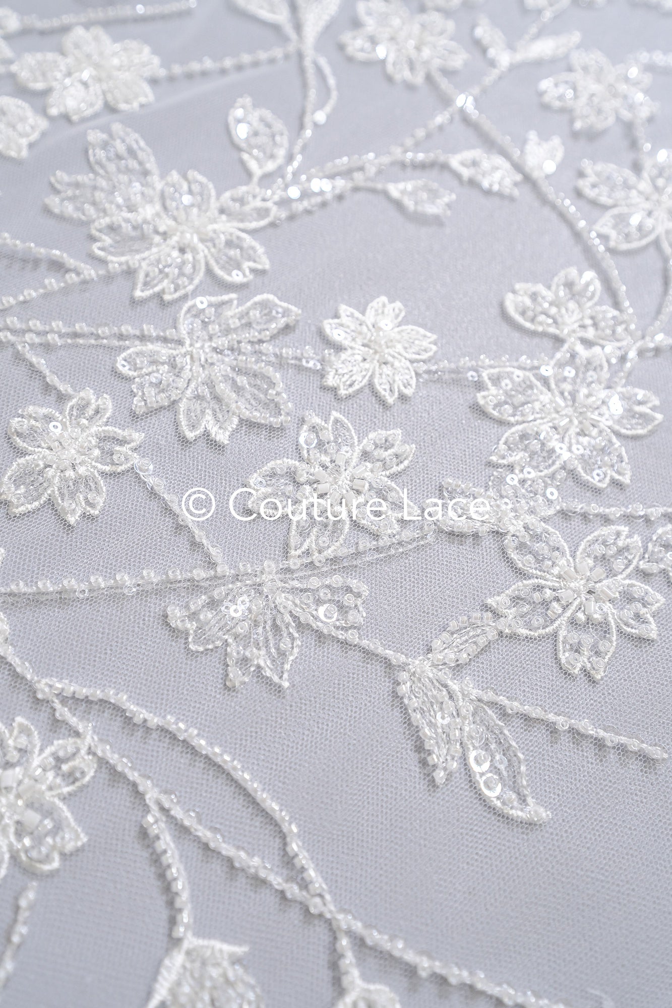 pearl lace fabric/ couture lace fabric/ floral bridal lace fabric/ pearl lace fabric// L24-679