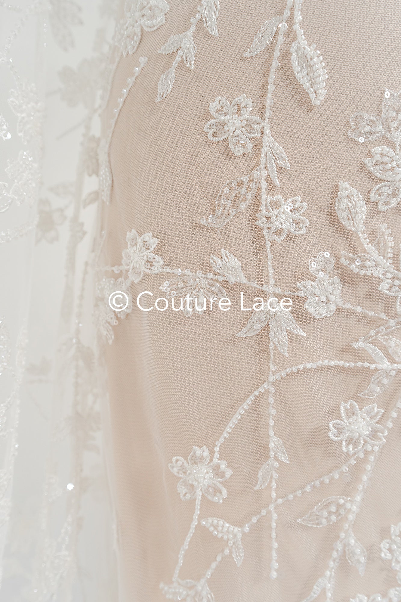 pearl lace fabric/ couture lace fabric/ floral bridal lace fabric/ pearl lace fabric// L24-679