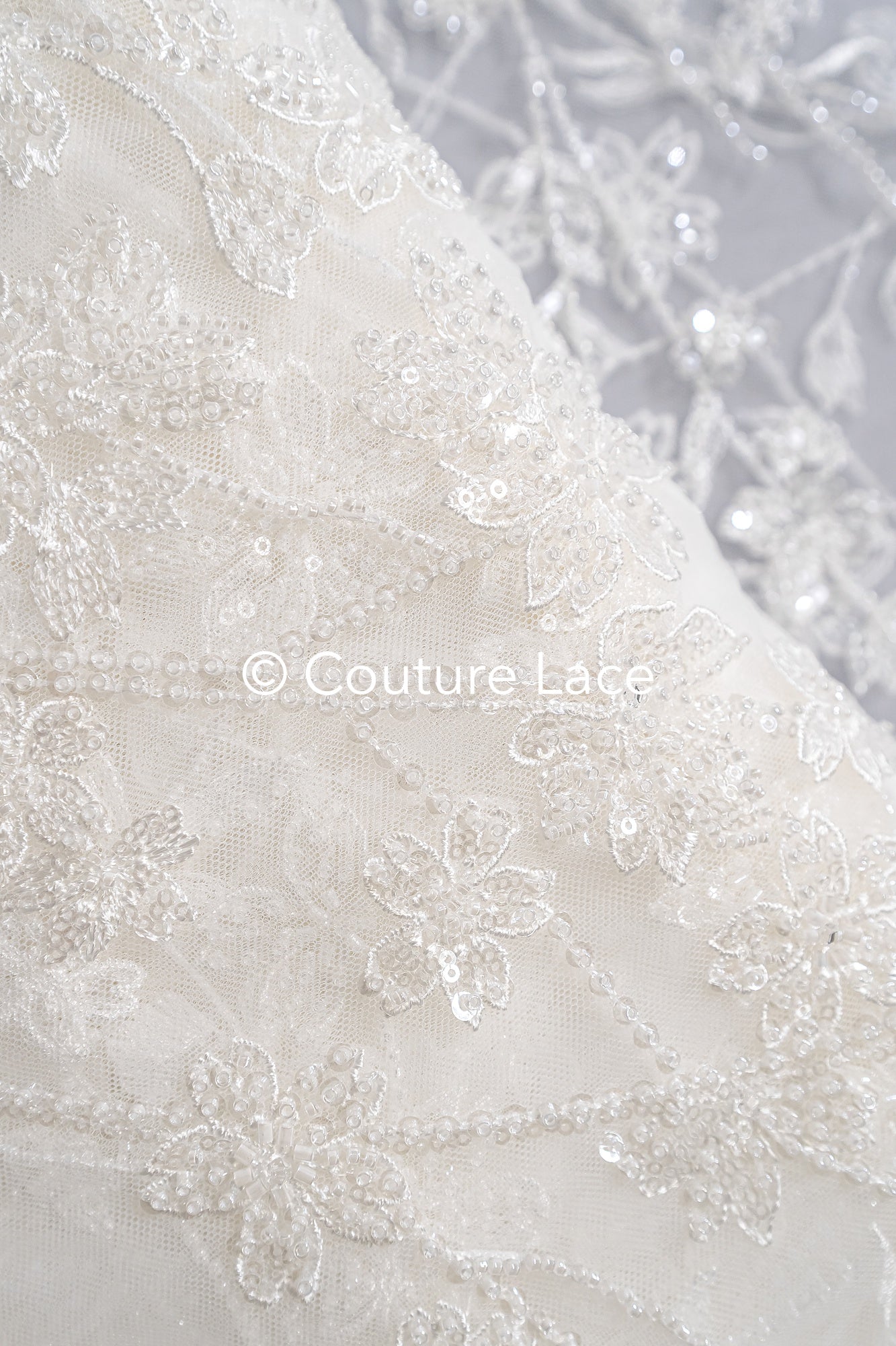 pearl lace fabric/ couture lace fabric/ floral bridal lace fabric/ pearl lace fabric// L24-679