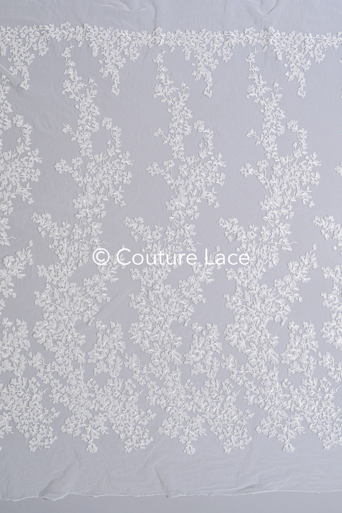 Floral bridal lace/ Bridal lace fabric/ Off-white bridal lace/ Lace with 3D flowers/ Couture lace/ L24-680