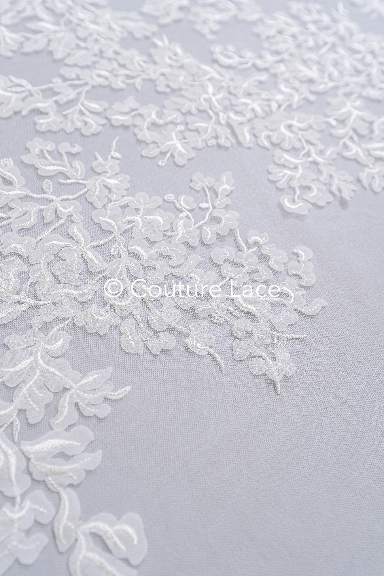 Floral bridal lace/ Bridal lace fabric/ Off-white bridal lace/ Lace with 3D flowers/ Couture lace/ L24-680