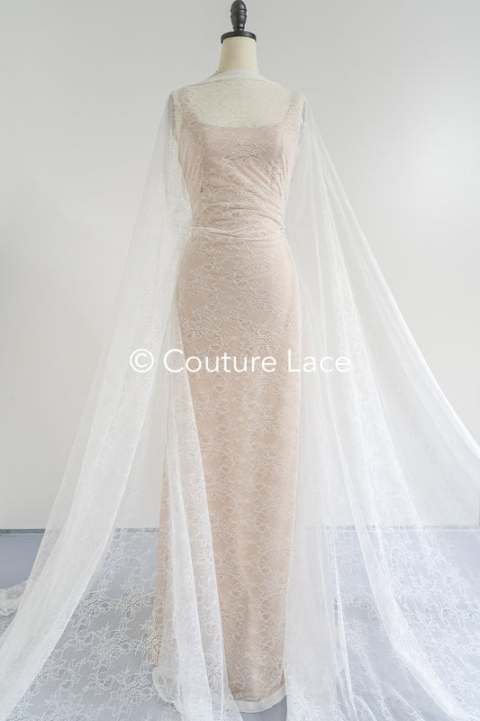 Français dentelle florale/ dentelle nuptiale bruissante/ dentelle voile Français/ dentelle Chanitilly pour mariée// L24-683