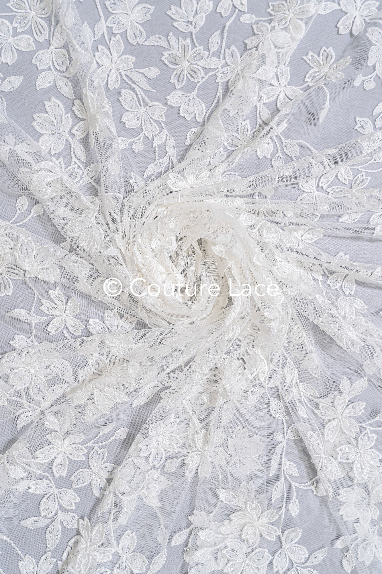 Perlen-Spitzenstoff/ Couture-Spitzenstoff floral/ Braut-Spitzenstoff/ Perlen-Spitzenstoff// L24-686