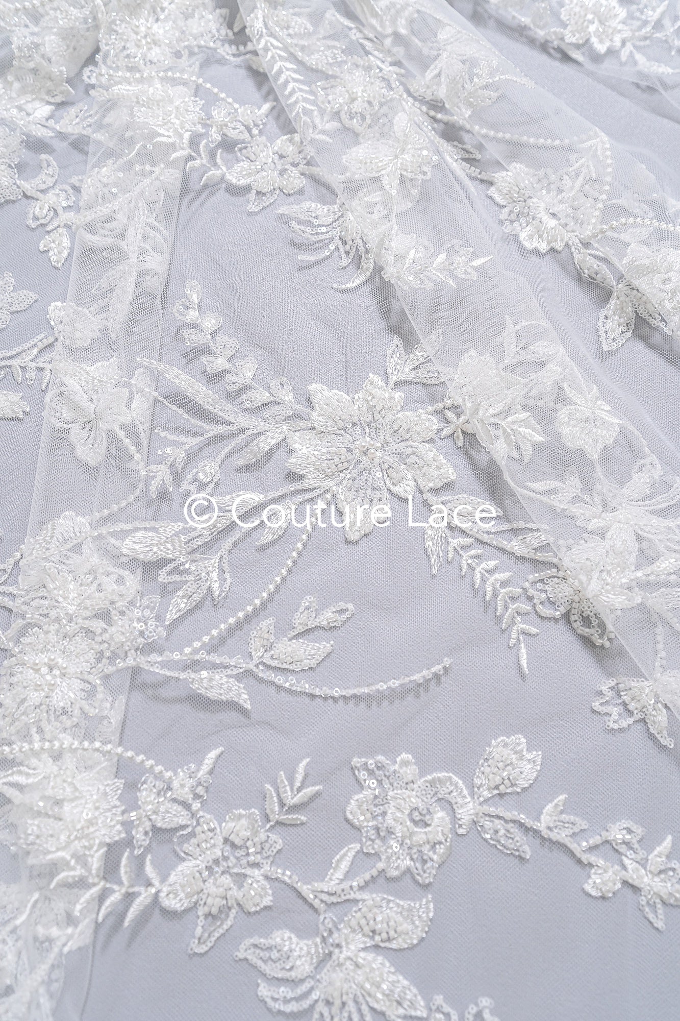Perlen-Spitzenstoff/ Couture-Spitzenstoff/ Braut-Spitzenstoff/ Perlen-Spitzenstoff// L24-690