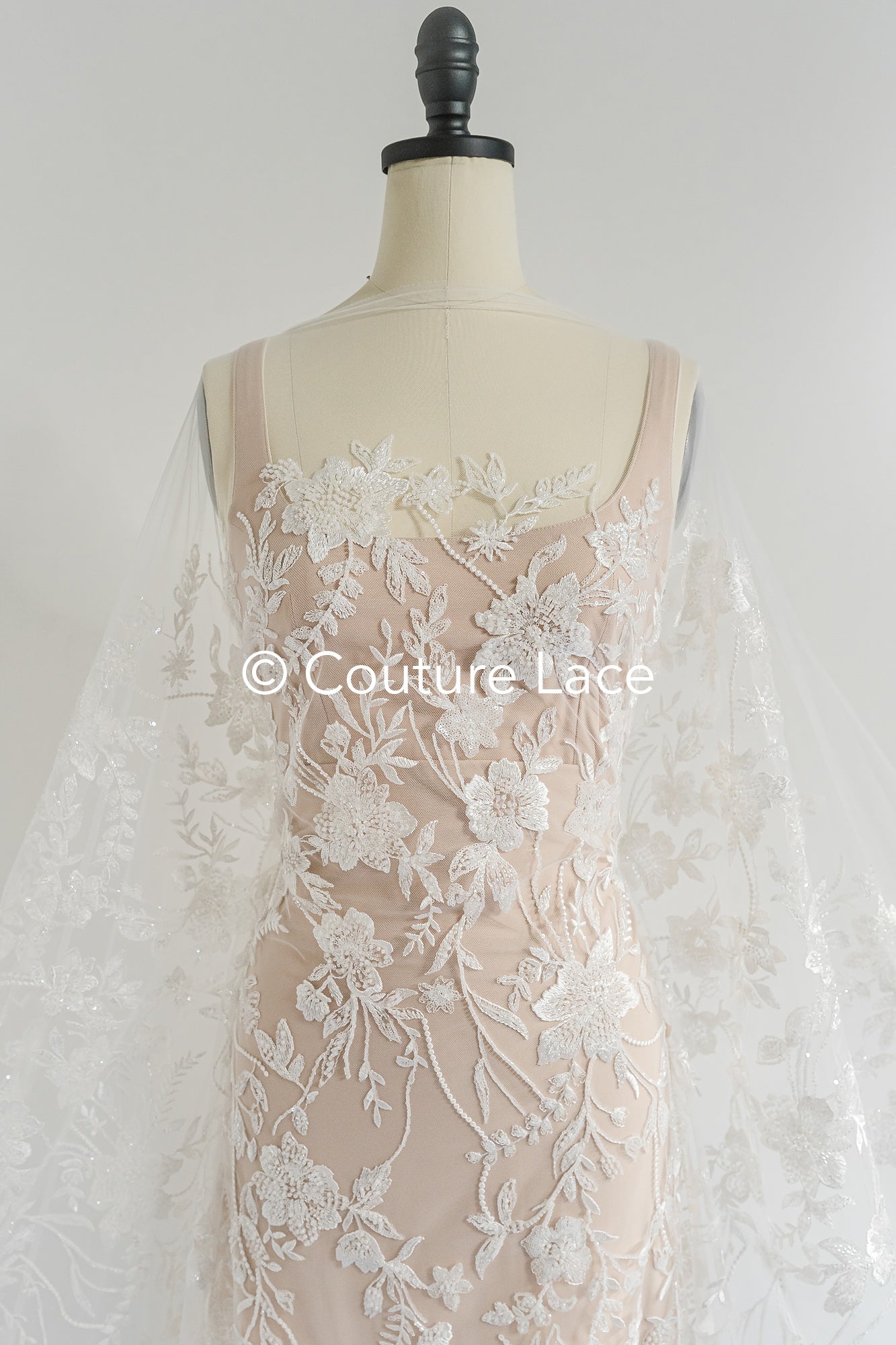 Perlen-Spitzenstoff/ Couture-Spitzenstoff/ Braut-Spitzenstoff/ Perlen-Spitzenstoff// L24-690