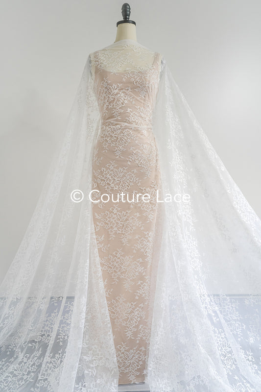 Français dentelle florale/ dentelle nuptiale bruissante/ dentelle voile Français/ dentelle Chanitilly pour mariée// L24-691