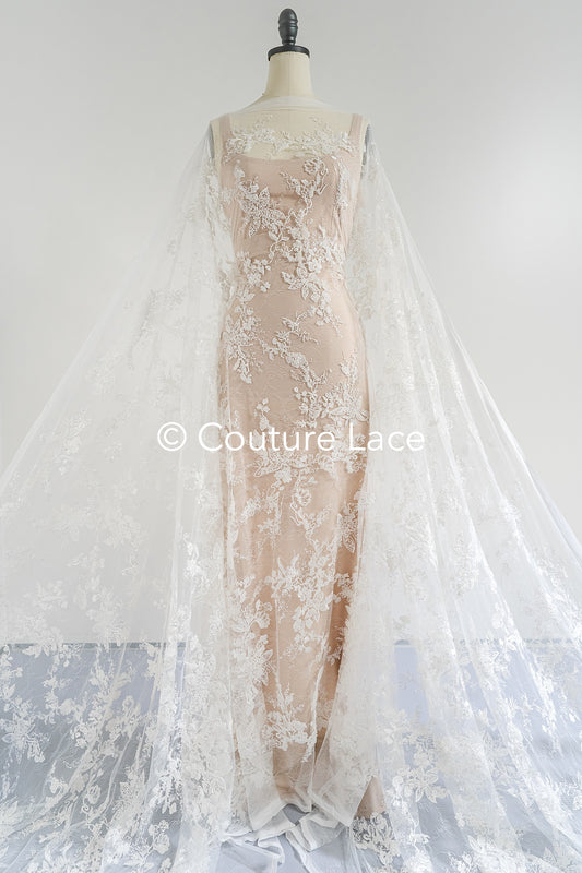 Tissu en dentelle perlée/ Tissu en dentelle Couture floral/ Tissu en dentelle nuptiale/ Tissu en dentelle perlée// L24-692