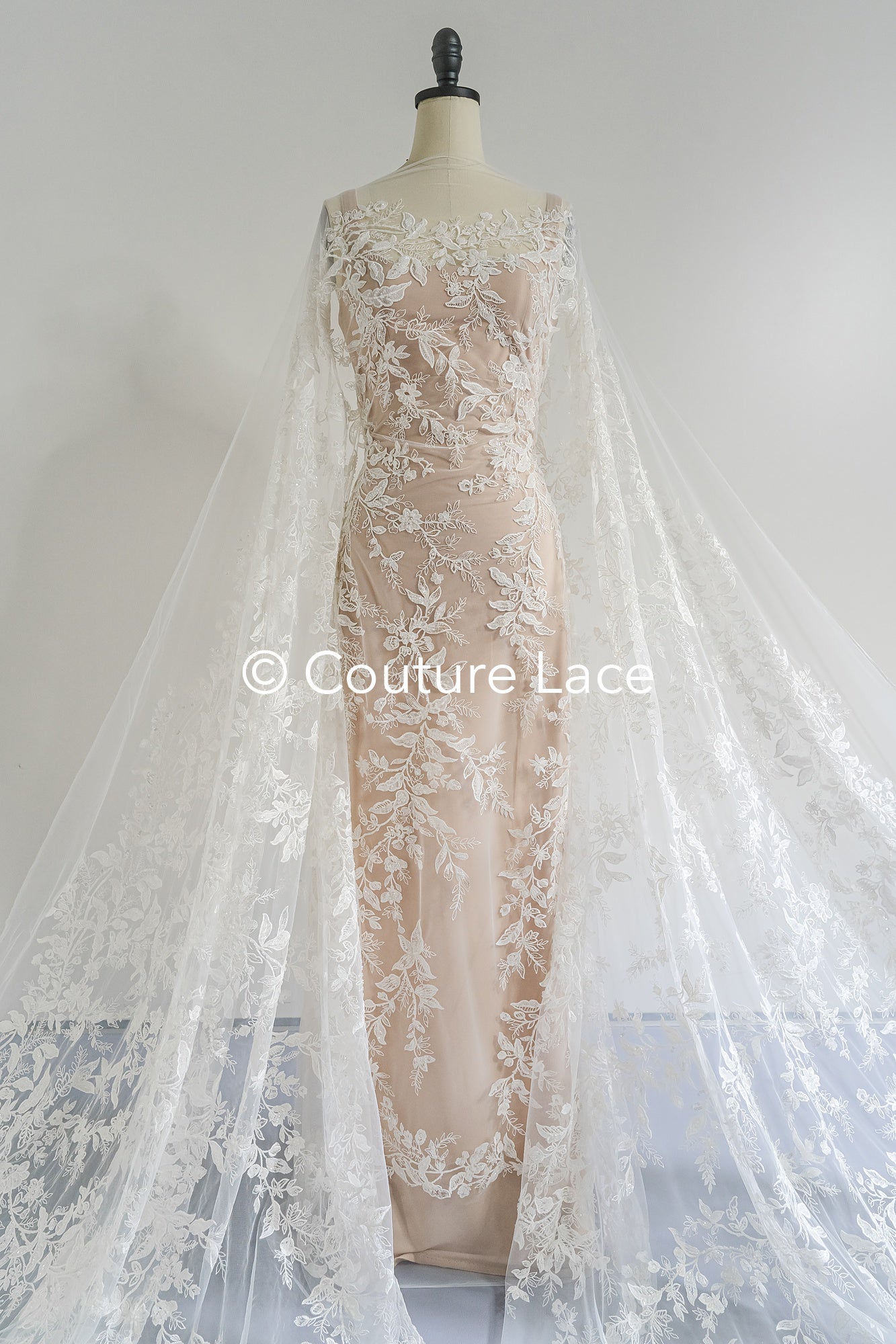 Beaded lace fabric/ Couture lace fabric/ Bridal lace fabric/ Beaded lace fabric// L24-695