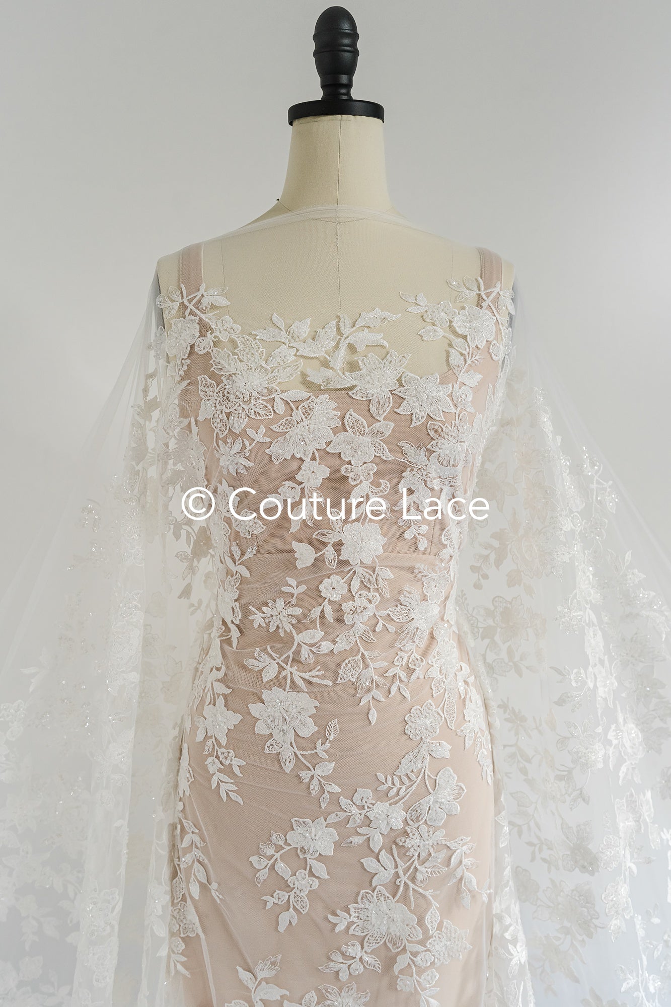 Perlen-Spitzenstoff/ Couture-Spitzenstoff/ Braut-Spitzenstoff/ Perlen-Spitzenstoff// L24-698