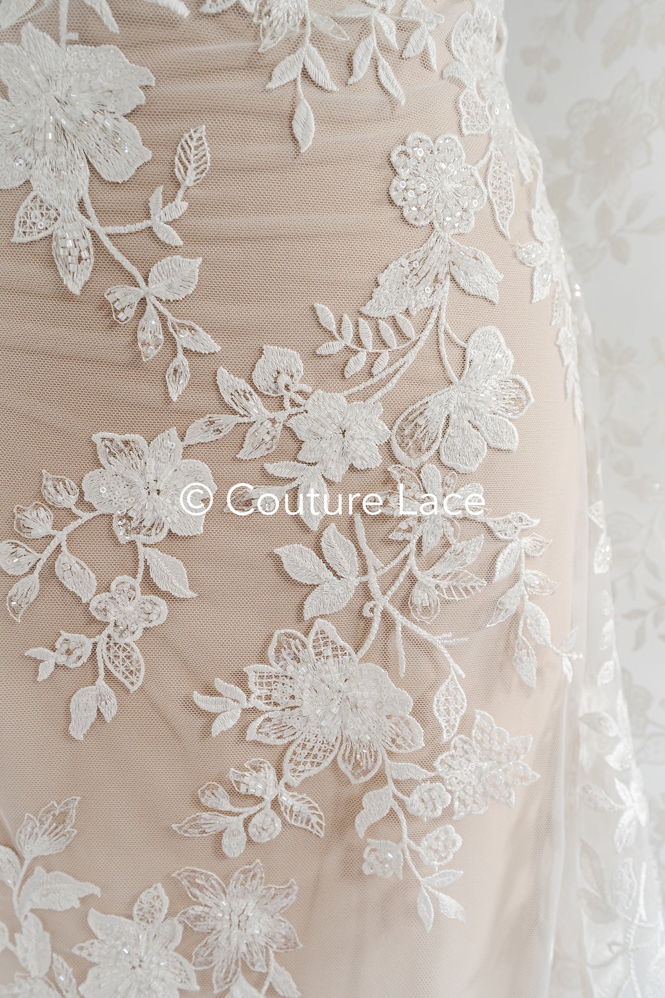 Perlen-Spitzenstoff/ Couture-Spitzenstoff/ Braut-Spitzenstoff/ Perlen-Spitzenstoff// L24-698
