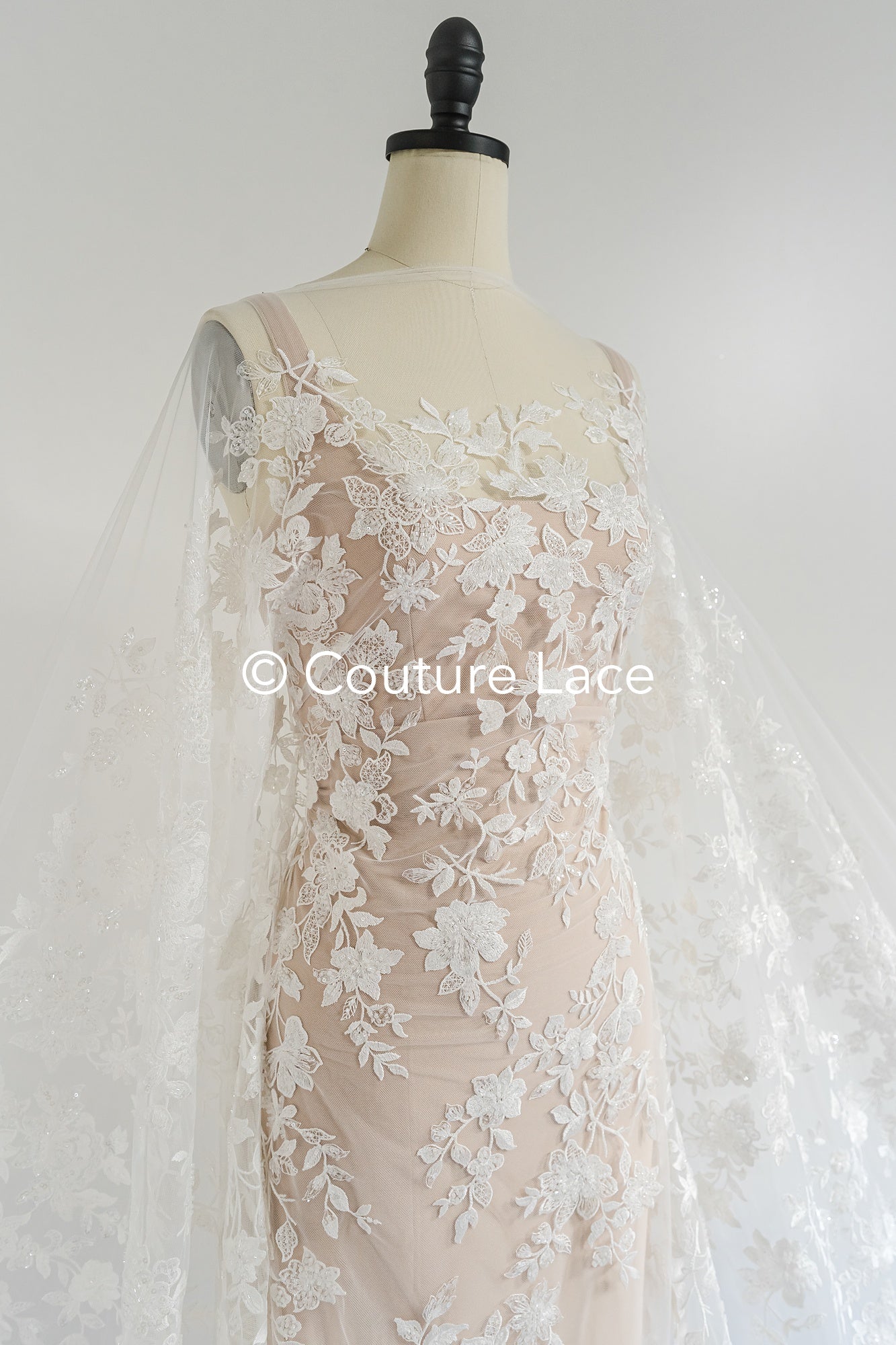 Perlen-Spitzenstoff/ Couture-Spitzenstoff/ Braut-Spitzenstoff/ Perlen-Spitzenstoff// L24-698