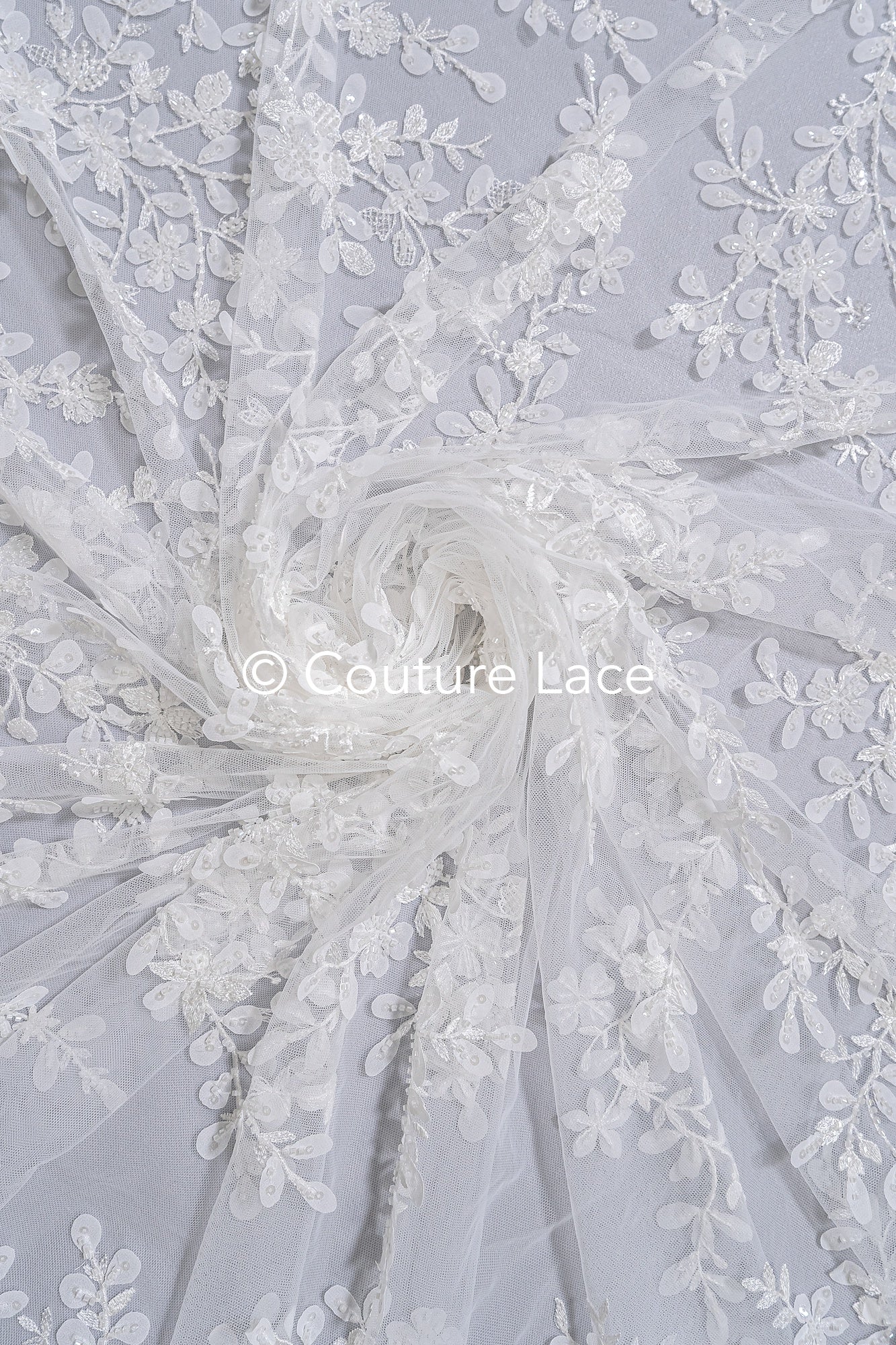 3D flower lace fabric/ French bridal lace fabric/ Romantic floral lace fabric with 3D flowers/ Wedding lace fabric// L24-699