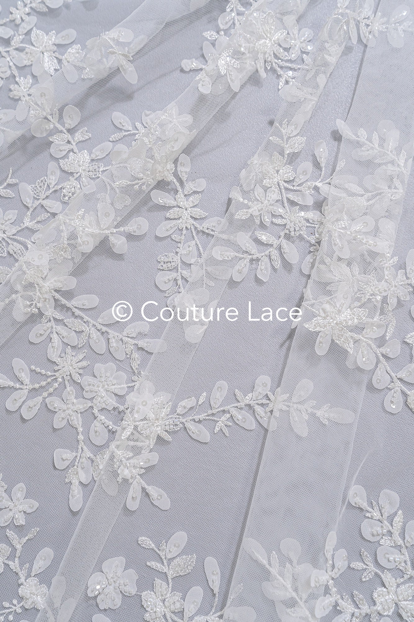 3D flower lace fabric/ French bridal lace fabric/ Romantic floral lace fabric with 3D flowers/ Wedding lace fabric// L24-699