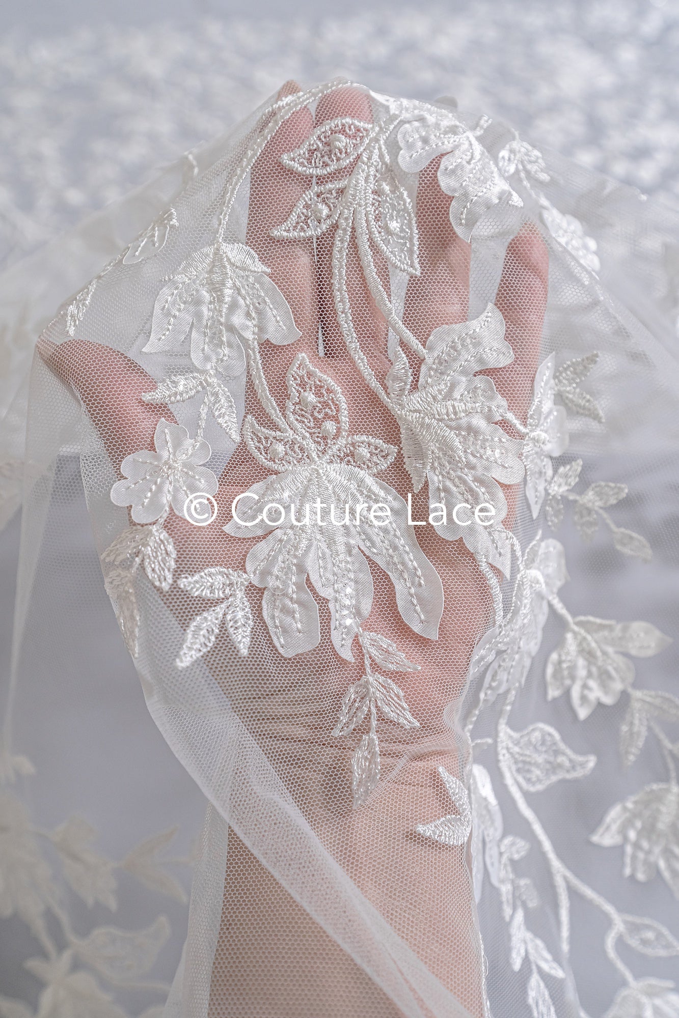 3D flower lace fabric/ bridal lace fabric/ romantic lace fabric with 3D flowers// L24-703