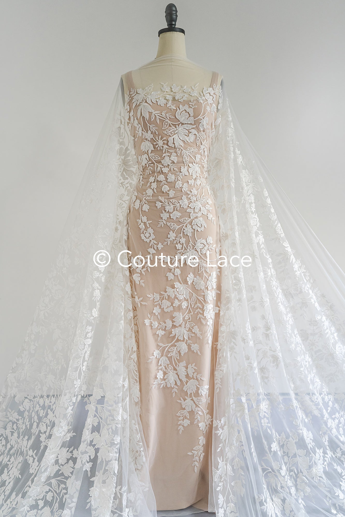 3D flower lace fabric/ bridal lace fabric/ romantic lace fabric with 3D flowers// L24-703