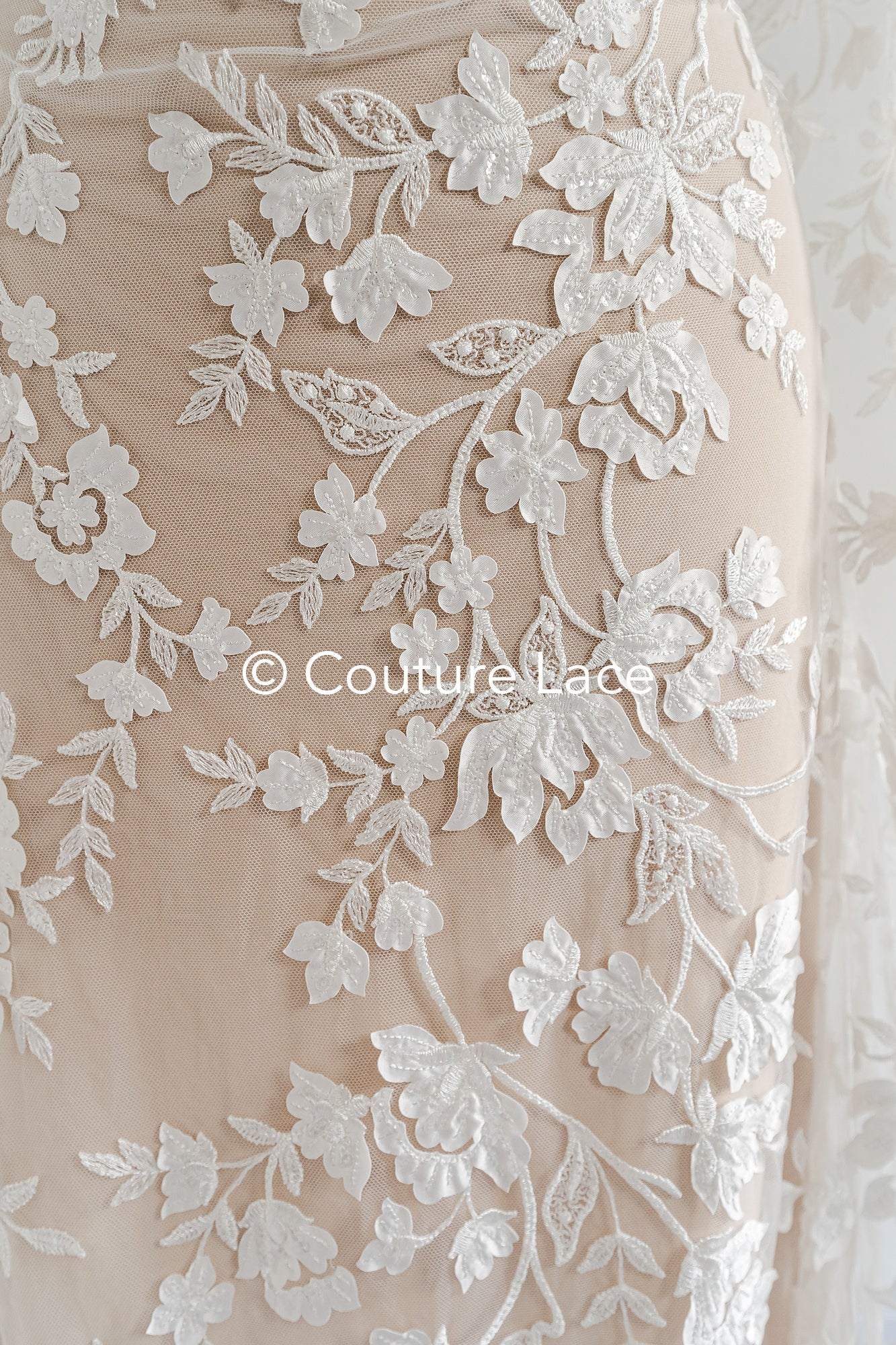 3D flower lace fabric/ bridal lace fabric/ romantic lace fabric with 3D flowers// L24-703