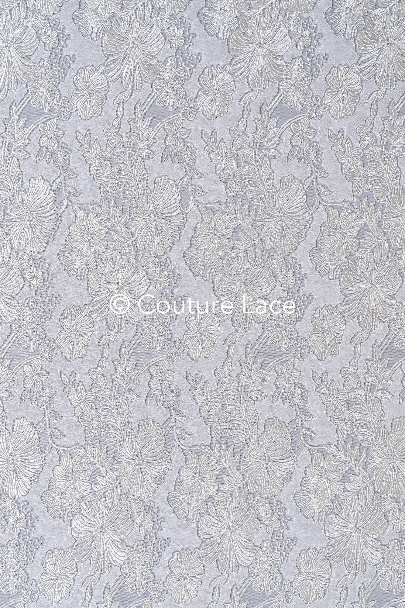 Floral Bridal Lace/ Bridal Lace Fabric/ Off-White Bridal Lace/ Embroidered Wedding Lace/ Couture Lace/ L24-709