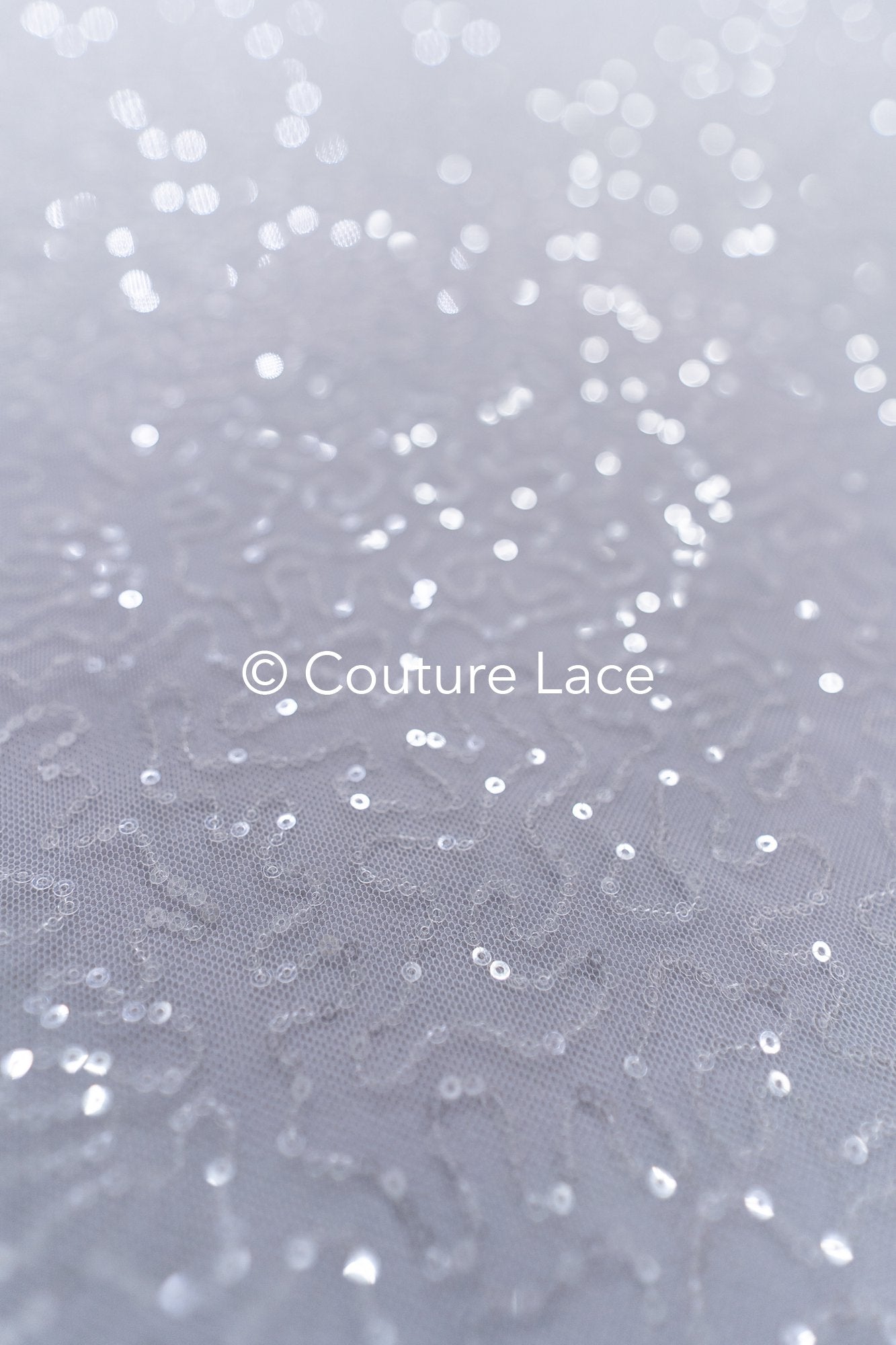 Fine sequin embroidered tulle fabric for glittering wedding dresses, sequin tulle for bridal wear // L25-076N