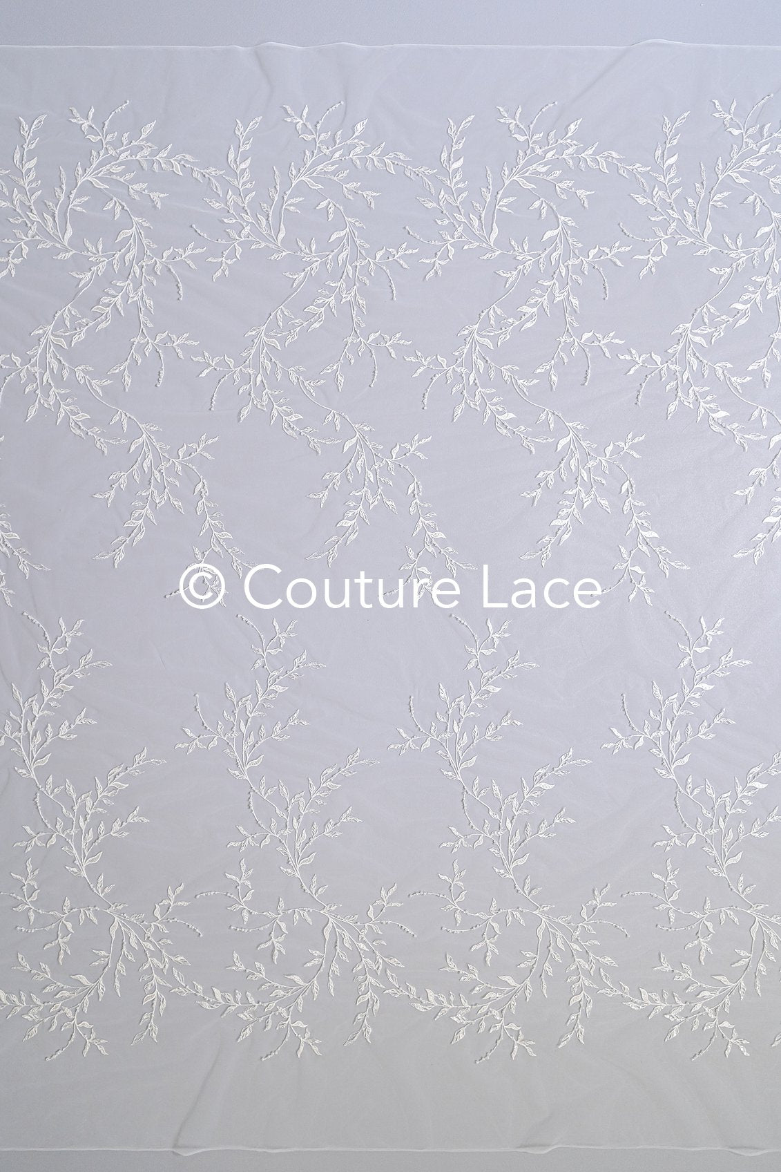 Floral bridal lace embroidered with pearls – floral bridal fabric embroidery for wedding dresses // L25-713