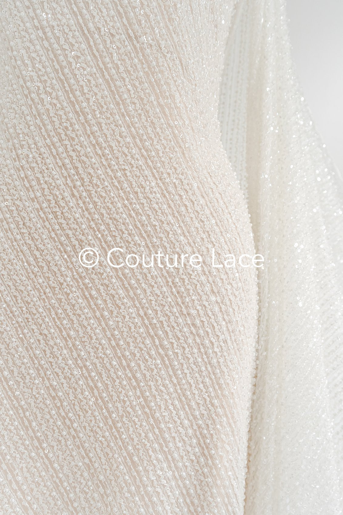 Glitzernde Pailletten Spitze mit Streife-Muster für Brautkleider & Hochzeitsmode // L25-716