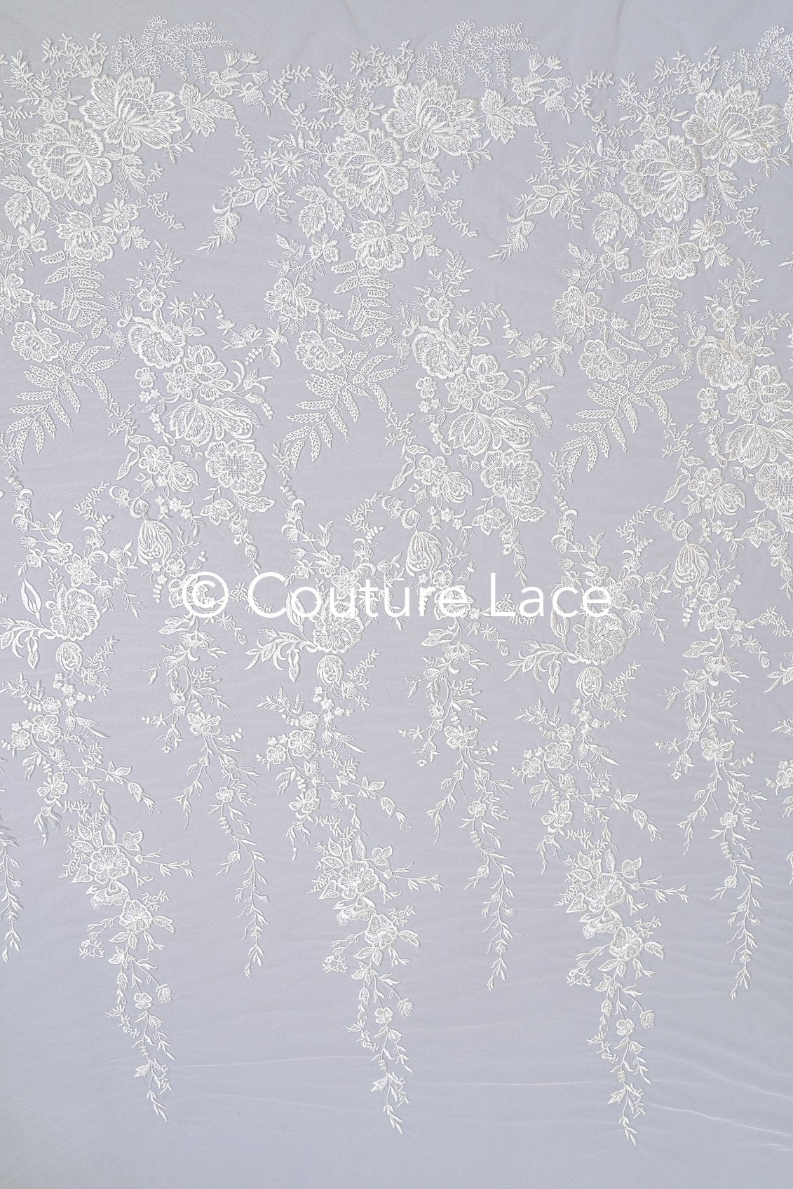 Fine floral off-white bridal lace/ soft floral lace fabric/ bridal lace with floral pattern - L25-720
