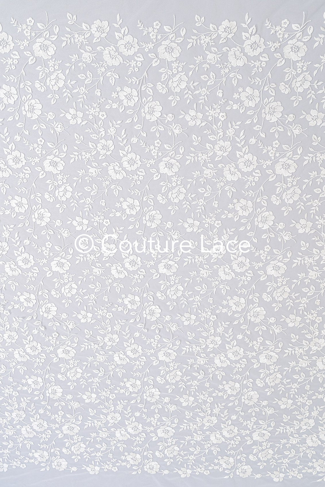 Hochwertiger Spitzen Stoff für Brautkleider, Floral bestickter Braut Spitzenstoff // L25-722