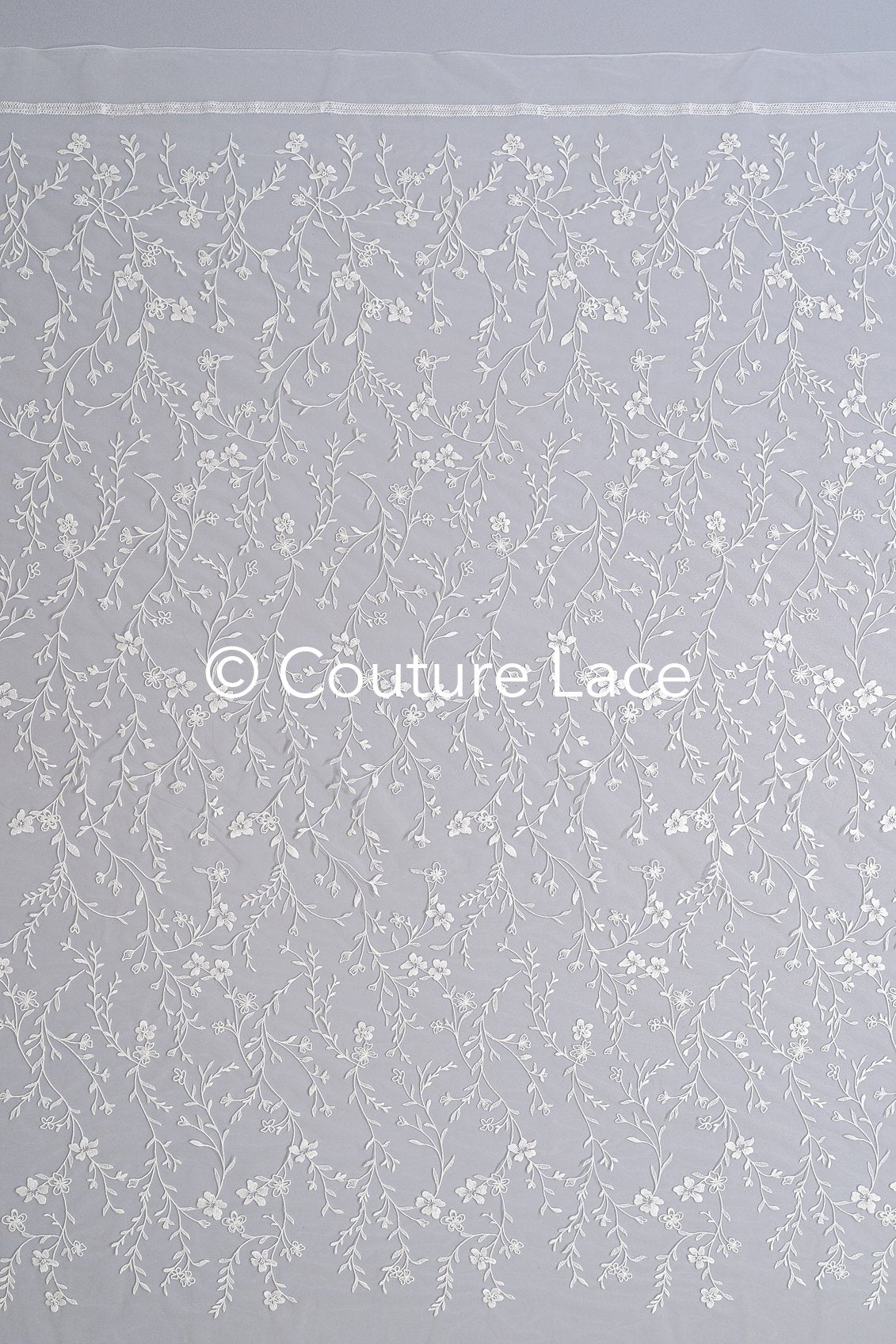 High-quality lace fabric for wedding dresses, floral embroidered bridal lace fabric // L25-723