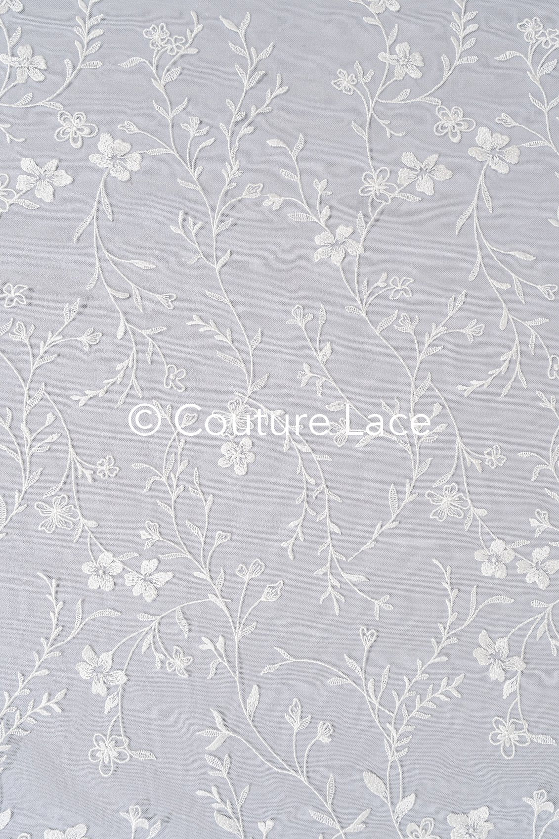 High-quality lace fabric for wedding dresses, floral embroidered bridal lace fabric // L25-723