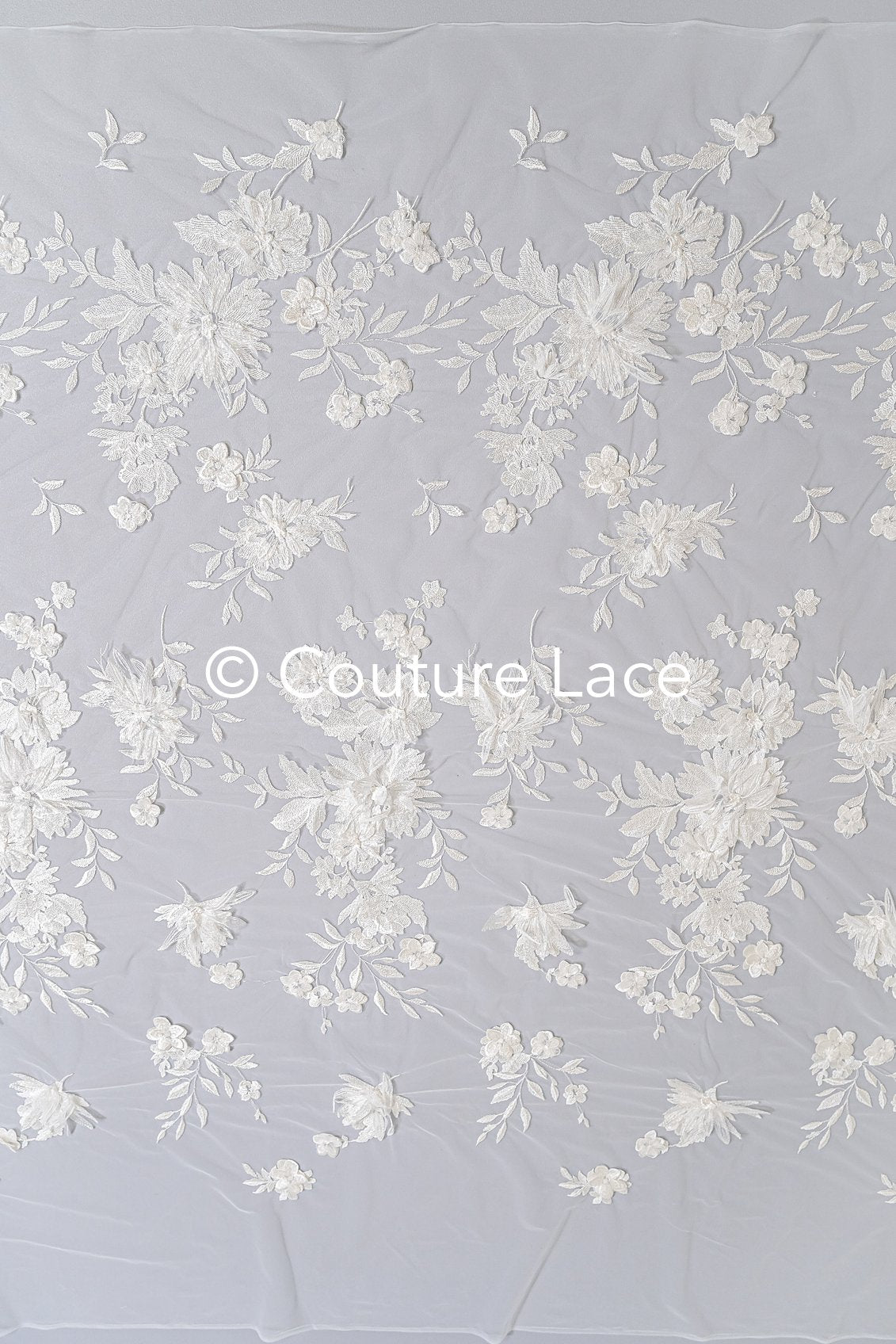 Florale 3D Blumen-Spitze für Brautkleider mit handgemachten 3D Blumen // L25-725