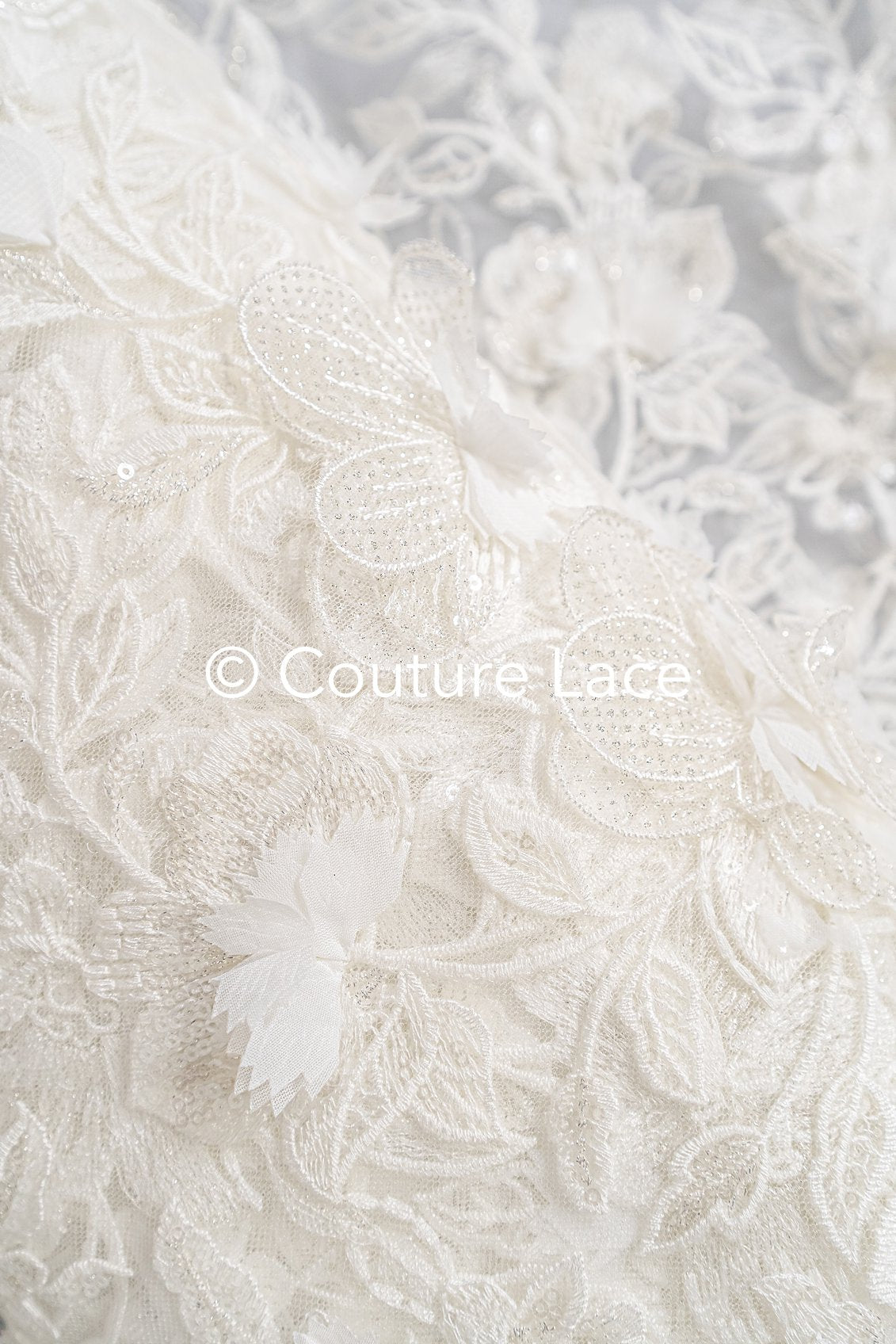 Exquisite Florale Spitze für Brautkleider, 3D Blumenspitze für Brautmode // L25-726