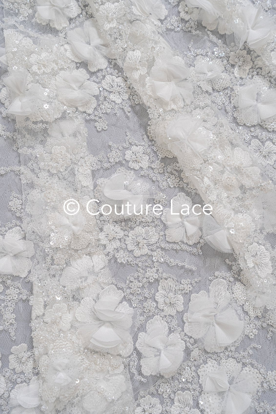 Exquisite Florale Spitze für Brautkleider, 3D Blumenspitze für Brautmode // L25-731