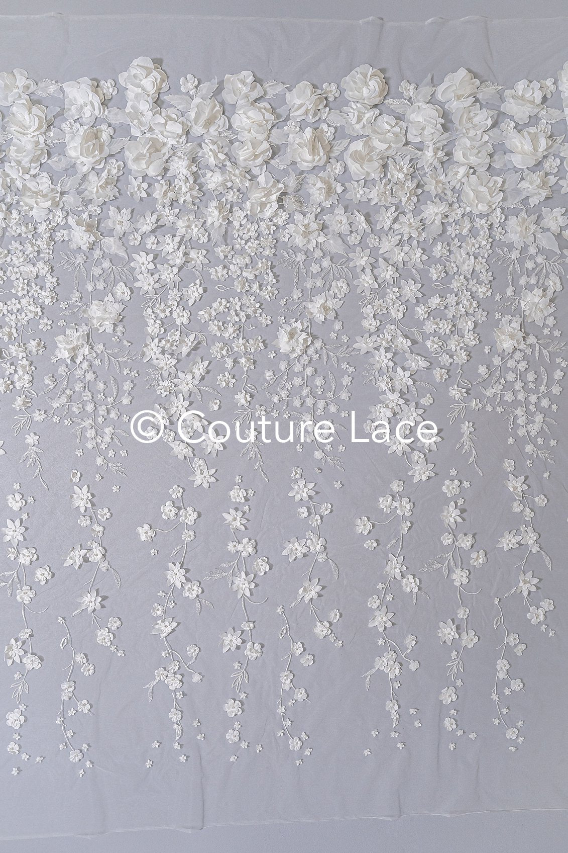 Luxus Florale Spitze für Brautkleider, 3D Blumenspitze für Brautmode // L25-732