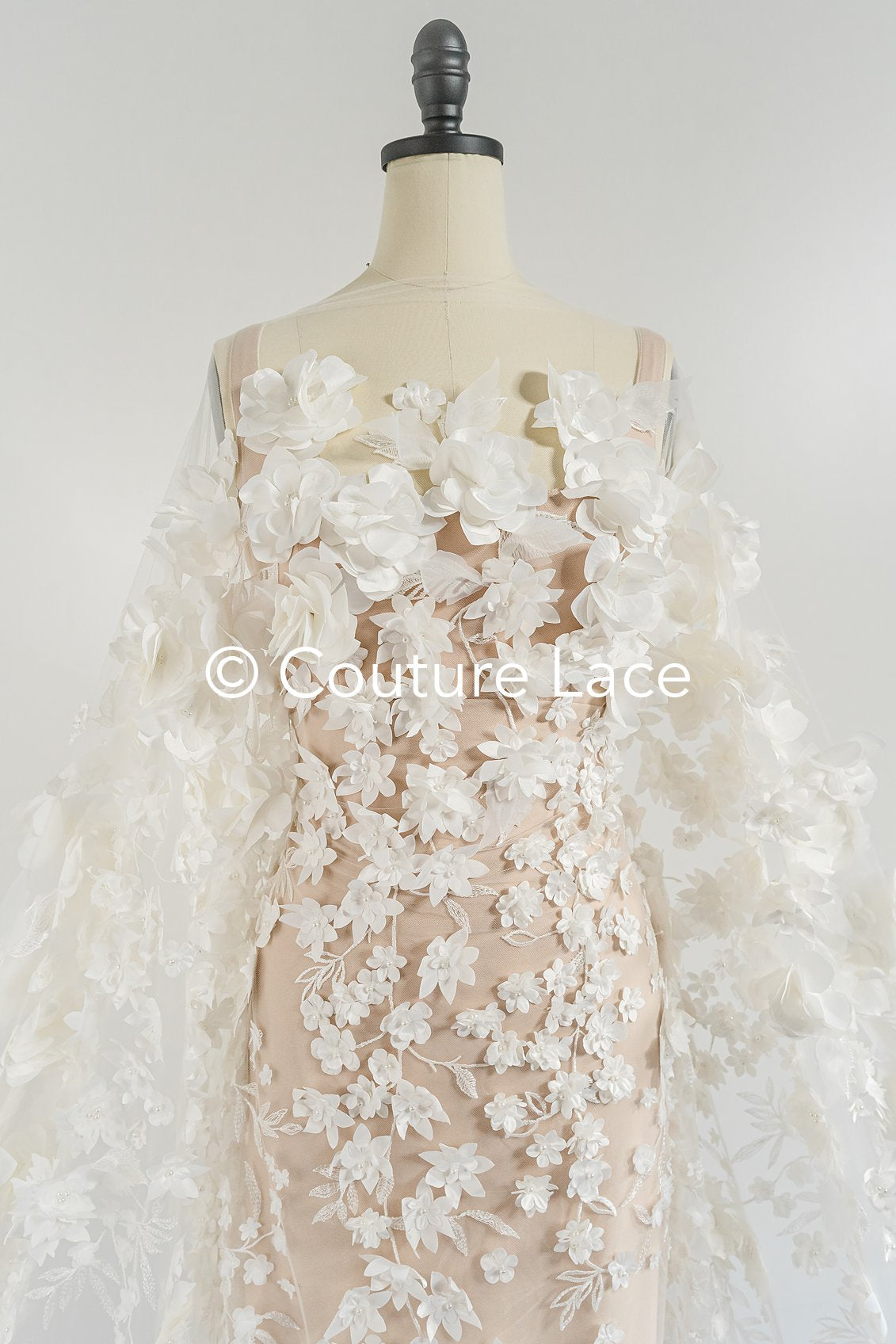 Luxus Florale Spitze für Brautkleider, 3D Blumenspitze für Brautmode // L25-732