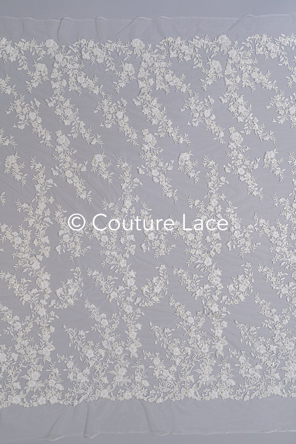 Romatische, Florale Spitze für Brautkleider, 3D Blumenspitze für Brautmode // L25-734