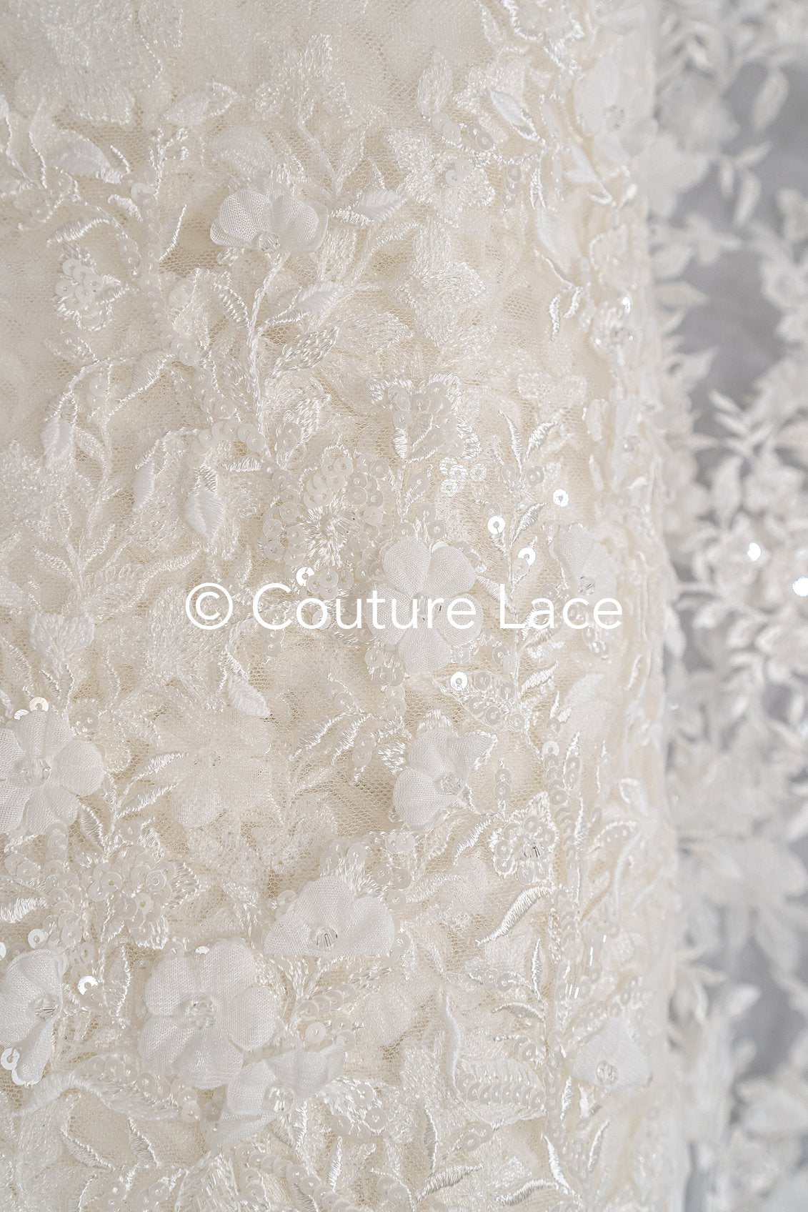 Romatische, Florale Spitze für Brautkleider, 3D Blumenspitze für Brautmode // L25-734