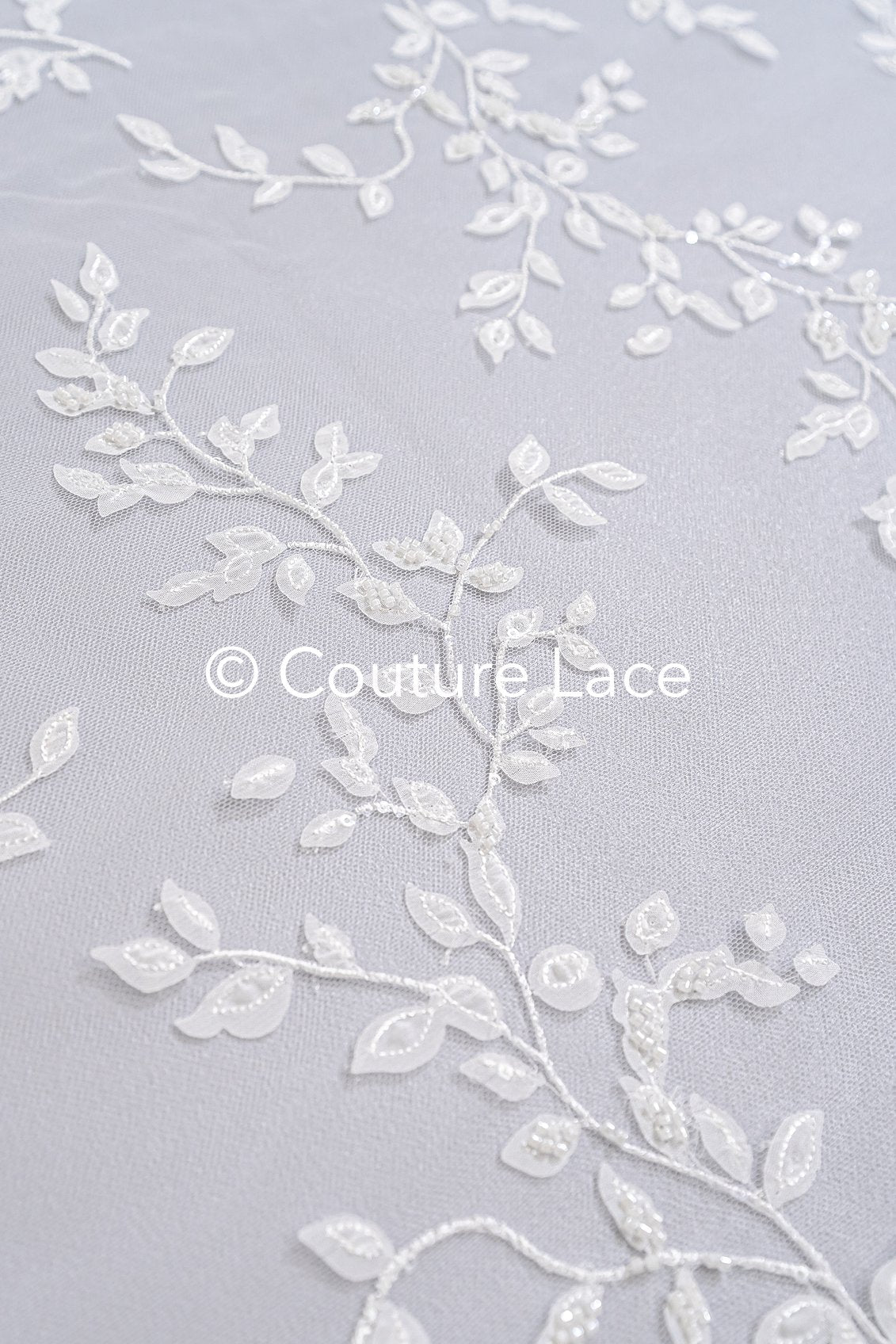 Fine floral 3D blossom bridal lace, bridal fabric with embroidery for wedding dresses with small flowers // L25-742