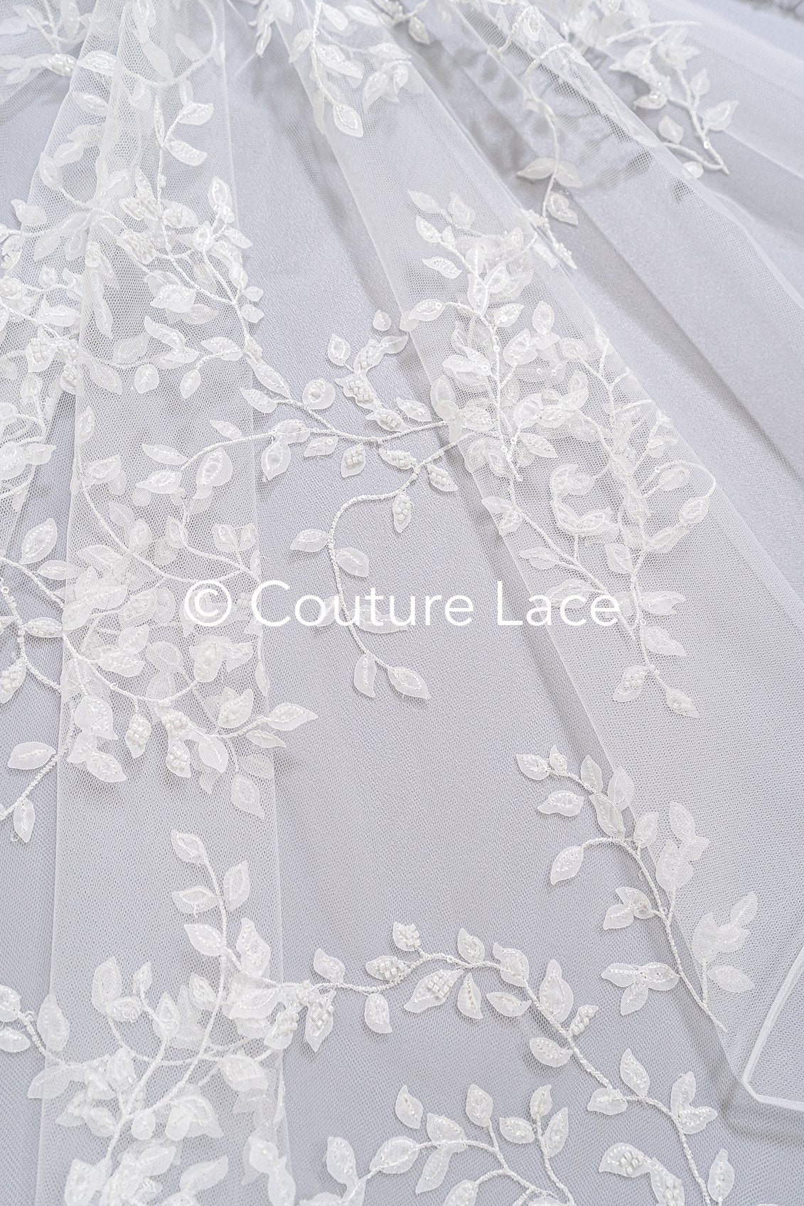 Fine floral 3D blossom bridal lace, bridal fabric with embroidery for wedding dresses with small flowers // L25-742