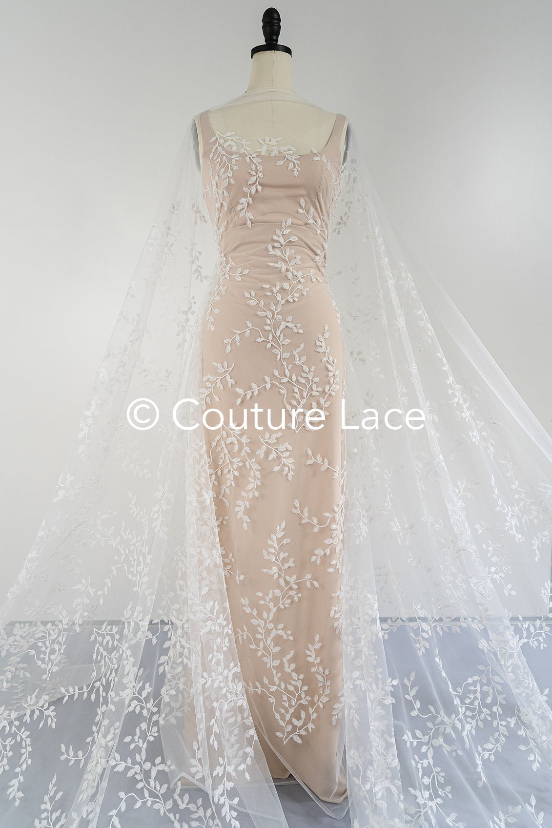 Fine floral 3D blossom bridal lace, bridal fabric with embroidery for wedding dresses with small flowers // L25-742