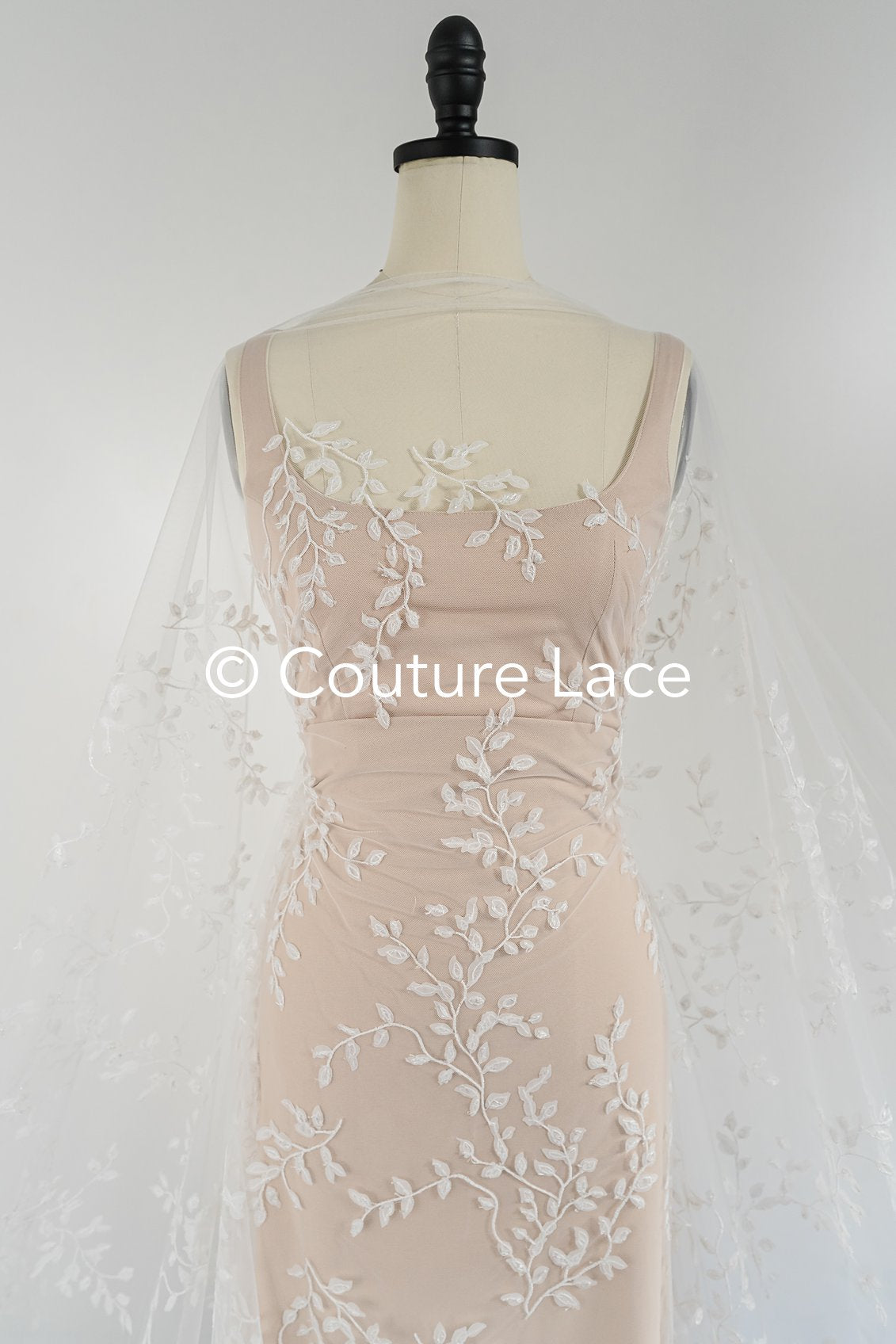 Fine floral 3D blossom bridal lace, bridal fabric with embroidery for wedding dresses with small flowers // L25-742